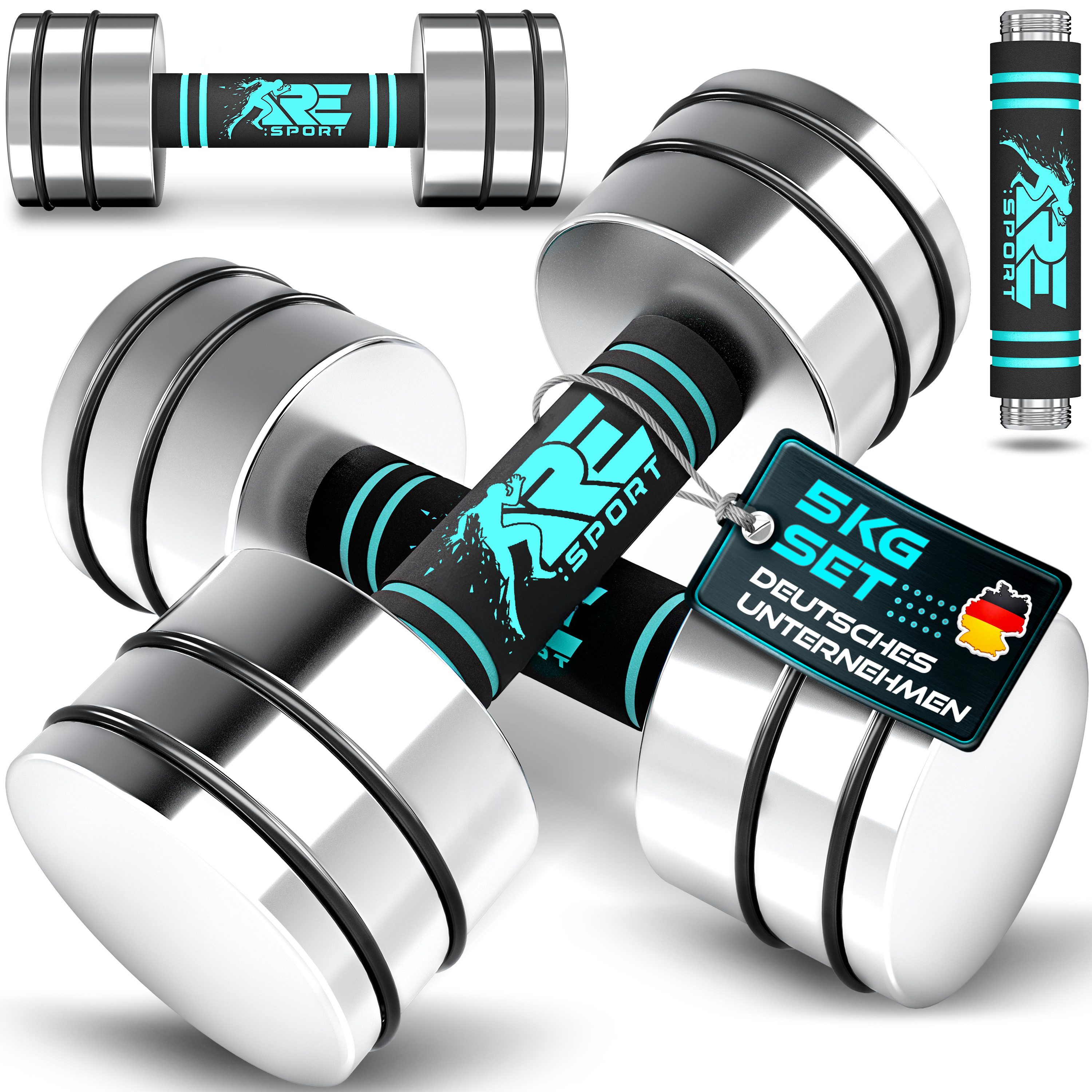RE:SPORT Gartentisch RE:SPORT® 2er Hanteln Set aus massivem Stahl 2,5/5/7,5/10 kg, Hantel (Kurzhanteln Home Gym, Krafttraining & Muskelaufbau, Fitness Kurzhantel mit Gewichten & Schaumstoffgriff), 2er Hanteln Set aus Stahl 2,5/5/7,5/10 kg Hantel