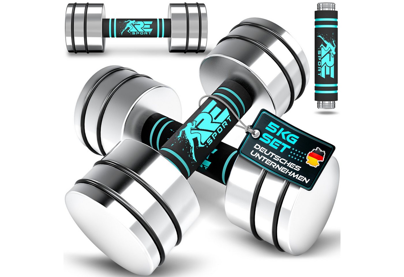 RE:SPORT Hantel RE:SPORT® 2er Hanteln Set aus massivem Stahl 2,5/5/7,5/10 kg, Hantel, (Kurzhanteln Home Gym, Krafttraining & Muskelaufbau, Fitness Kurzhantel mit Gewichten & Schaumstoffgriff), 2er Hanteln Set aus Stahl 2,5/5/7,5/10 kg Hantel