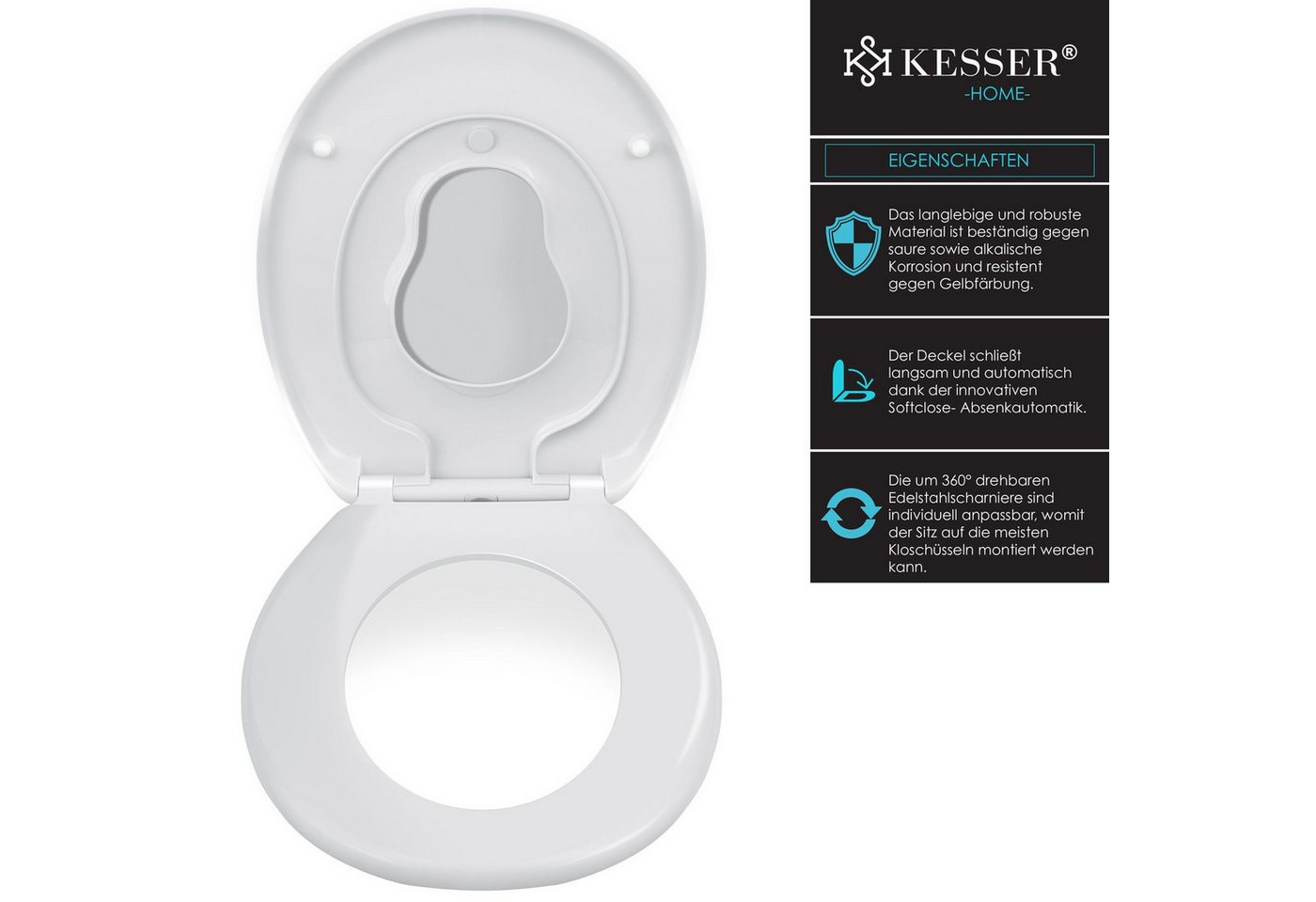 Thumbnail - KESSER WC-Sitz, WC Sitz mit Absenkautomatik Toilettendeckel Quick-Release