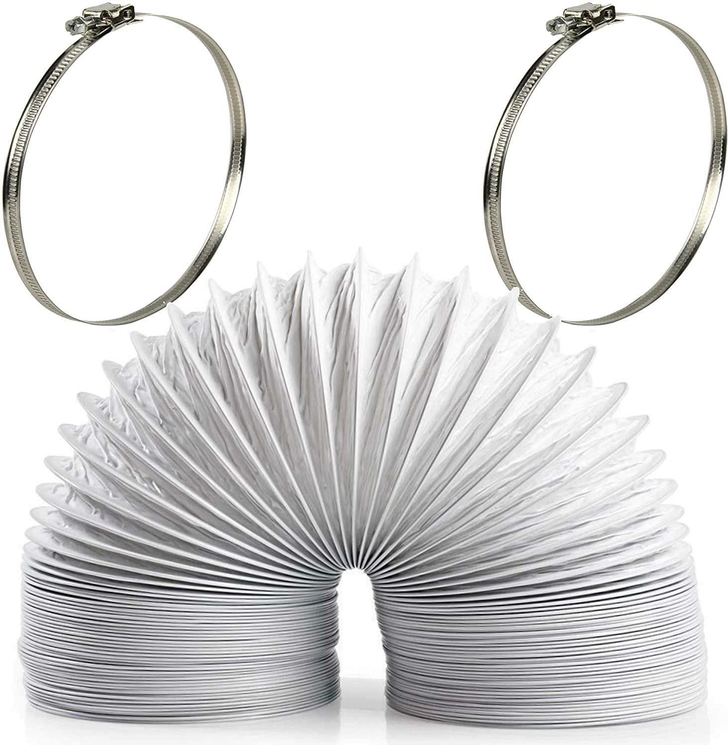 TronicXL flexibler Schlauch 100mm 1,5m Abluftschlauch 100mm Set mit Schlauchschelle PVC Schlauch, für Trockner Klimaanlage Klimagerät Dunstabzugshaube Dunstabzug Küche