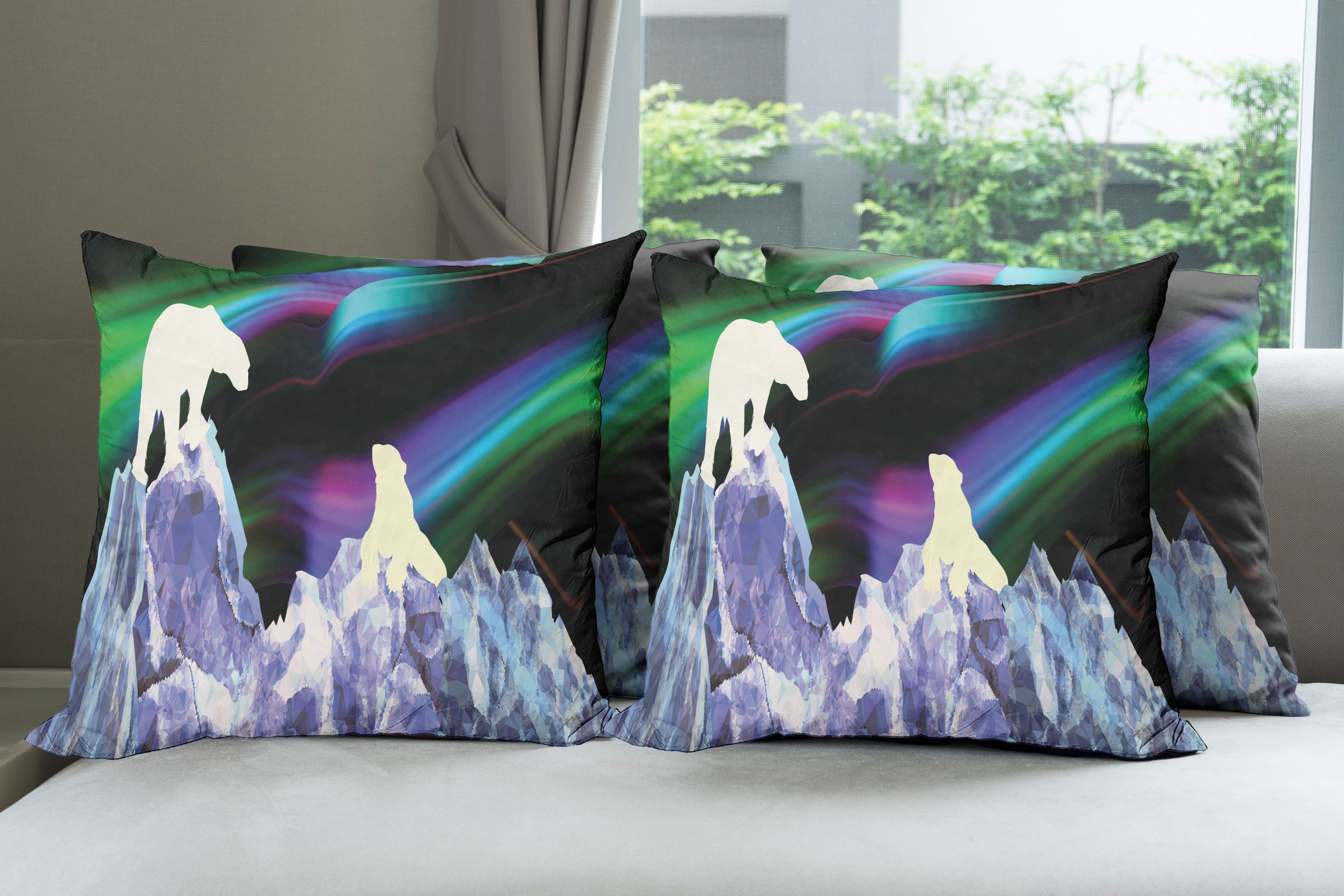Kissenbezüge Modern Stück), Abakuhaus Eisbär Doppelseitiger (4 Borealis Ice Digitaldruck, Aurora Accent