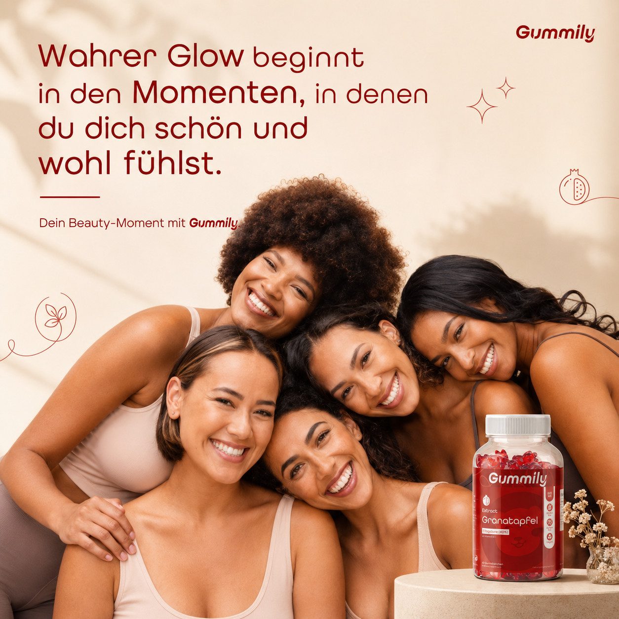Gummily® Ellagsäure Granatapfel Extrakt (45:1) Gummibärchen, 60 St., (Urolithin A Vorstufe) - Hochdosiert - 40% Ellagsäure