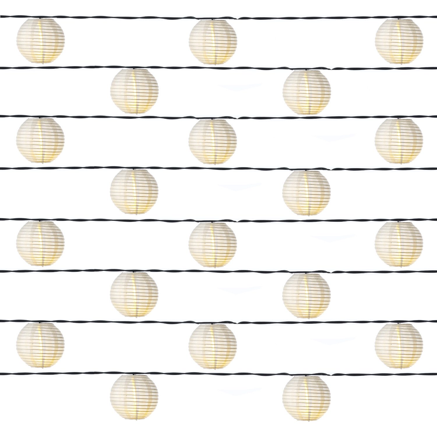 MARELIDA LED-Lichterkette Lampionkette 20 weiße Lampions 8Funktionen 5,7m Garten Balkon Terrasse, 20-flammig