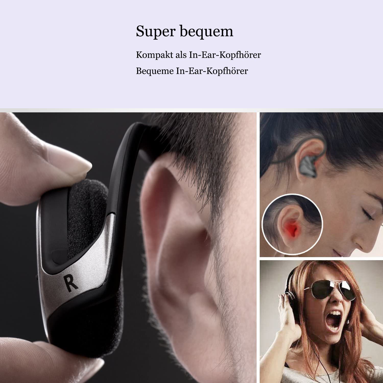 GelldG Kleine Bluetooth-Kopfhörer des Kopfes Kopfhörer kabelloses Sportkopfhörer wireless