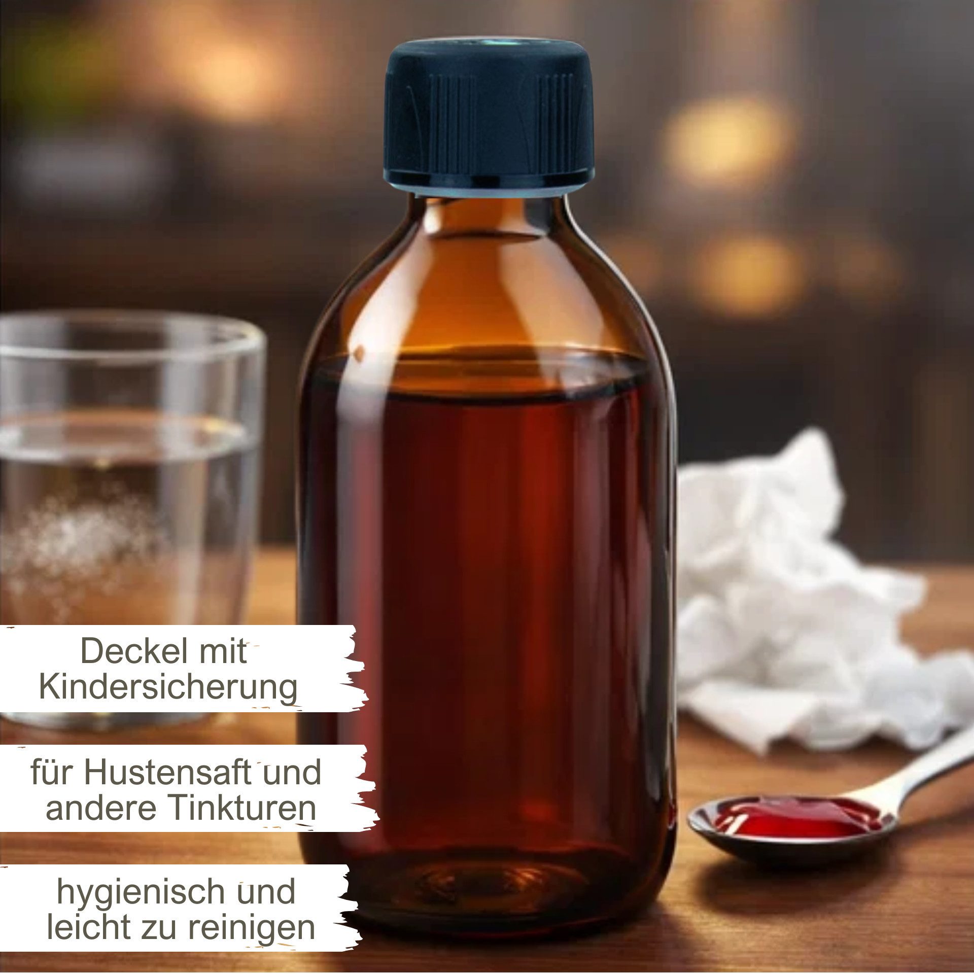 mikken Trinkflasche 2x Medizinflasche 500 ml braun mit Schraubdeckel Apothekerflasche, Schraubdeckel mit Kindersicherung, UV-Schutz