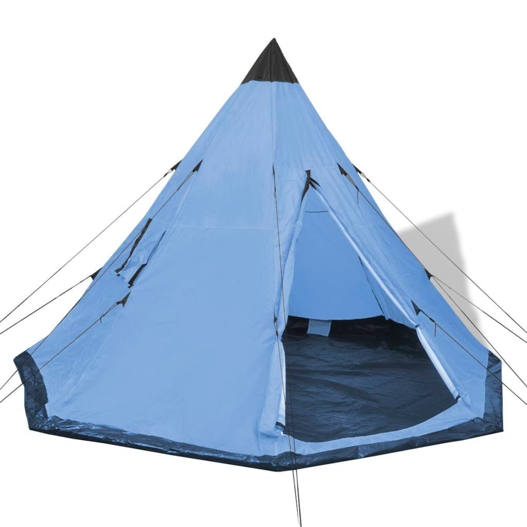 DOTMALL Tipi-Zelt Campingzelt für 4 Personen,Gr. 290x270x225 cm, PE-Boden Hellblau