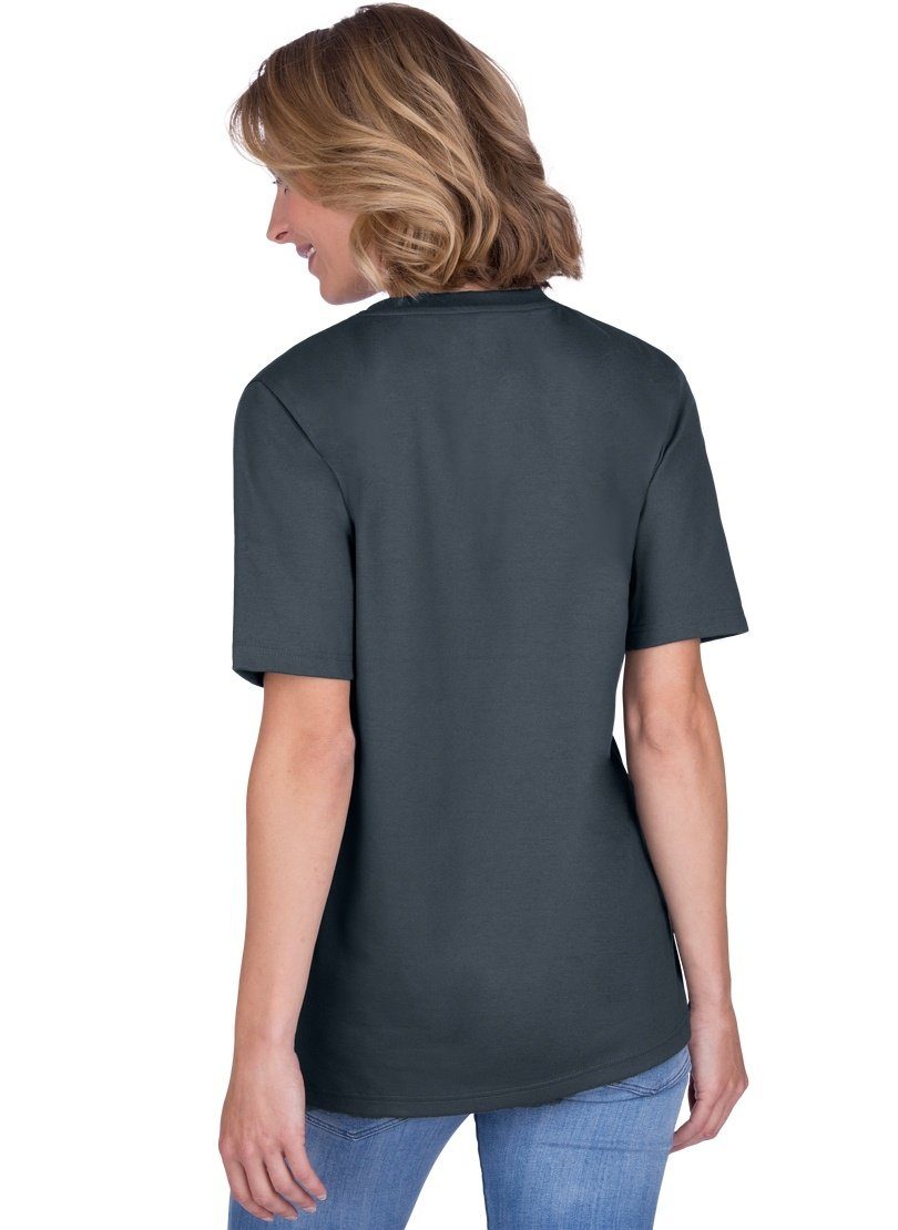 Trigema T-Shirt TRIGEMA anthrazit DELUXE V-Shirt Baumwolle