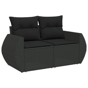 vidaXL Loungesofa 10-tlg. Garten-Sofagarnitur mit Kissen Schwarz Poly Rattan, 1 Teile