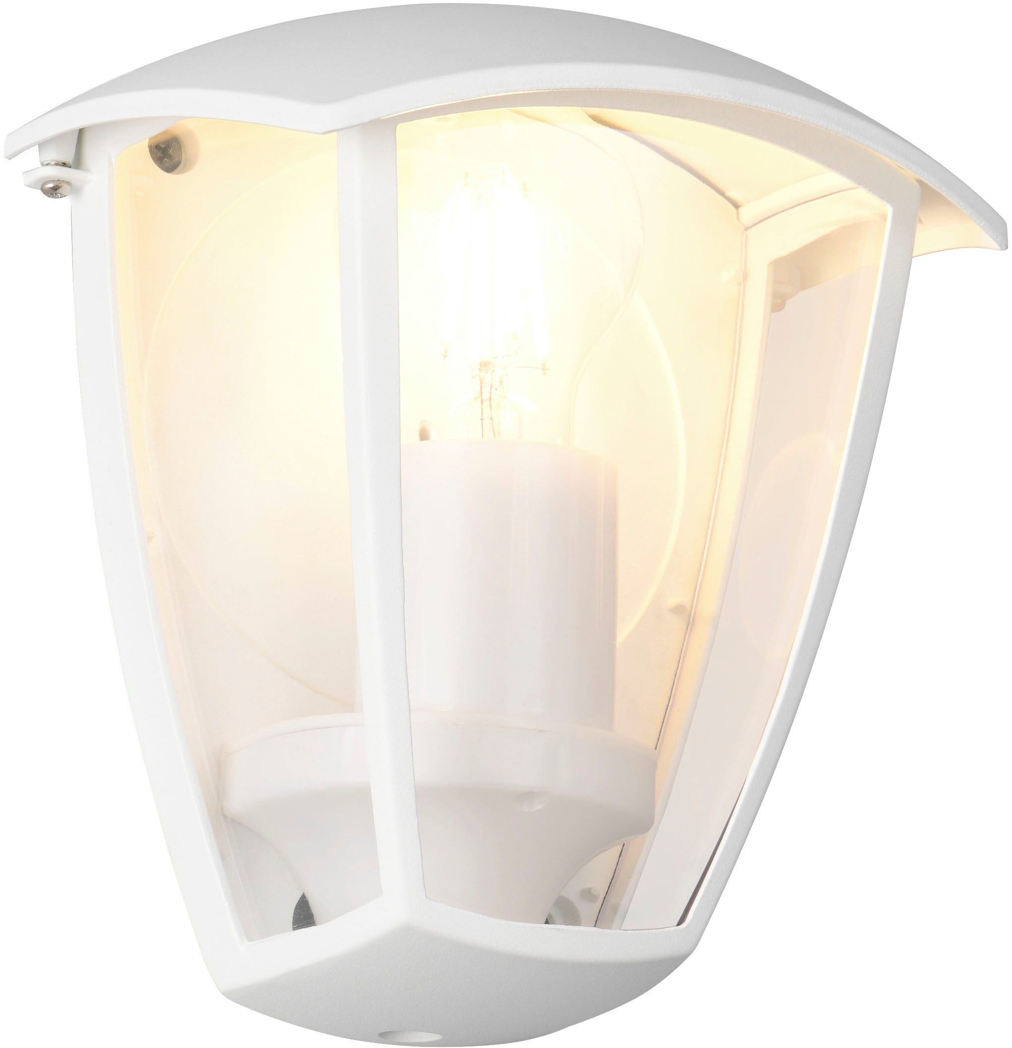 TRIO Leuchten Außen-Wandleuchte VENTA, Outdoor Hauswand Fassadenbeleuchtung, exkl 1x E27 max 10W, IP44, Leuchtmittel wechselbar, warmweiß - kaltweiß, Wandlampe Garten Terrasse, Aluminium mit Kunststoff Schirm transparent