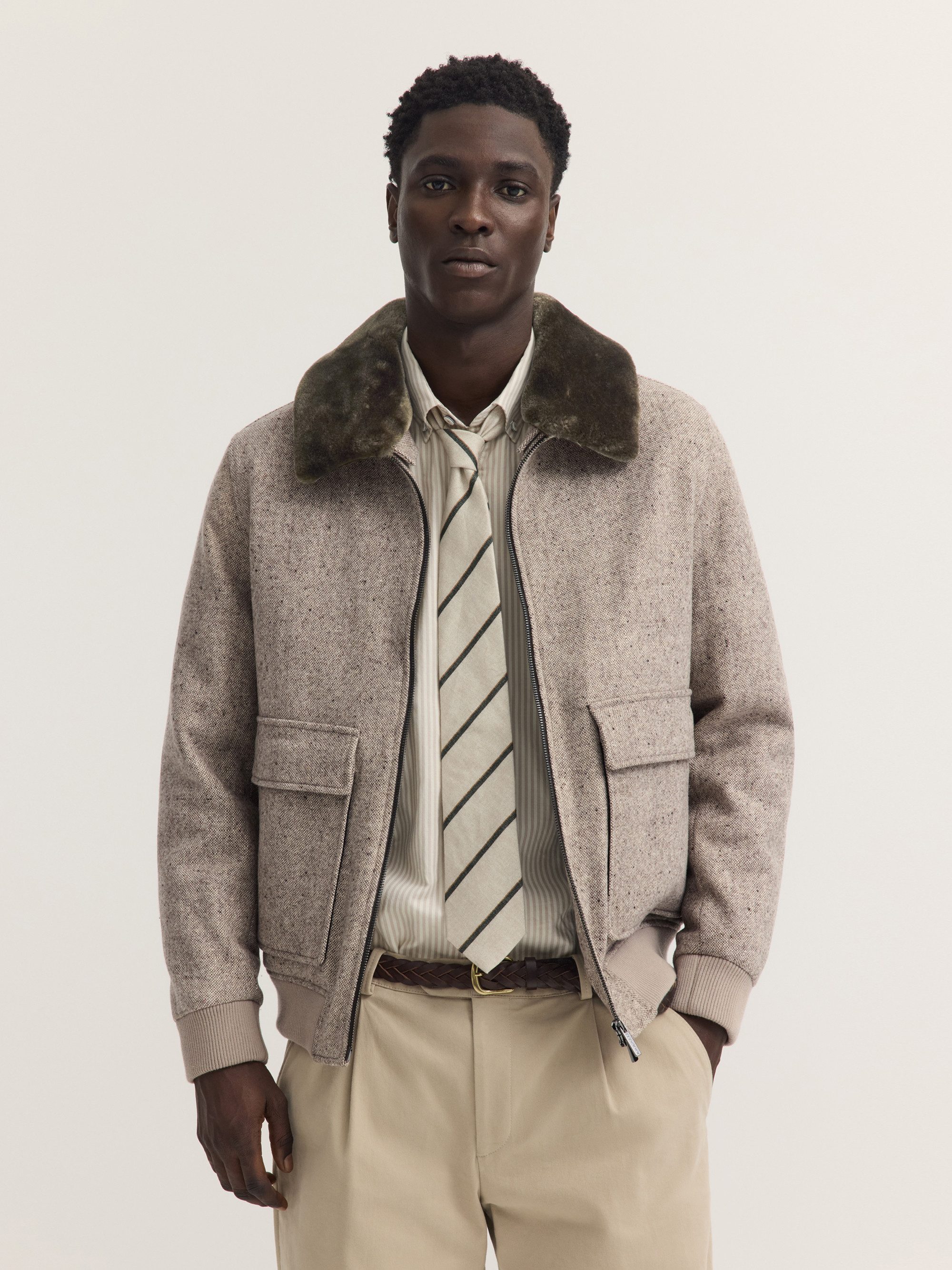 bugatti Blouson Regular Fit Regular Fit Wolle Fellkragen