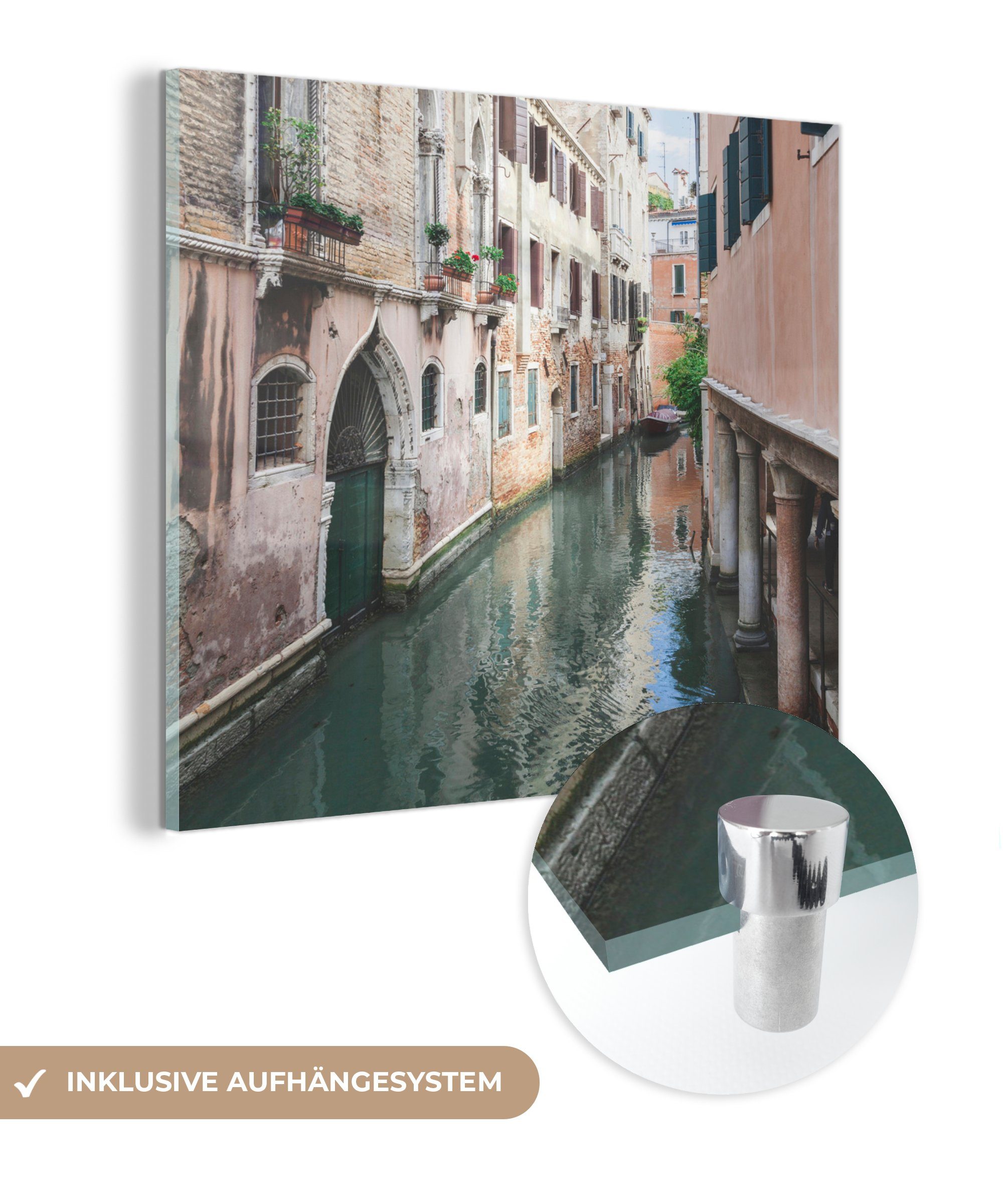 in Gebäude Glasbilder - St), Venedig, - Glas Glas - Foto Acrylglasbild Bilder MuchoWow Wanddekoration auf auf (1 Wandbild