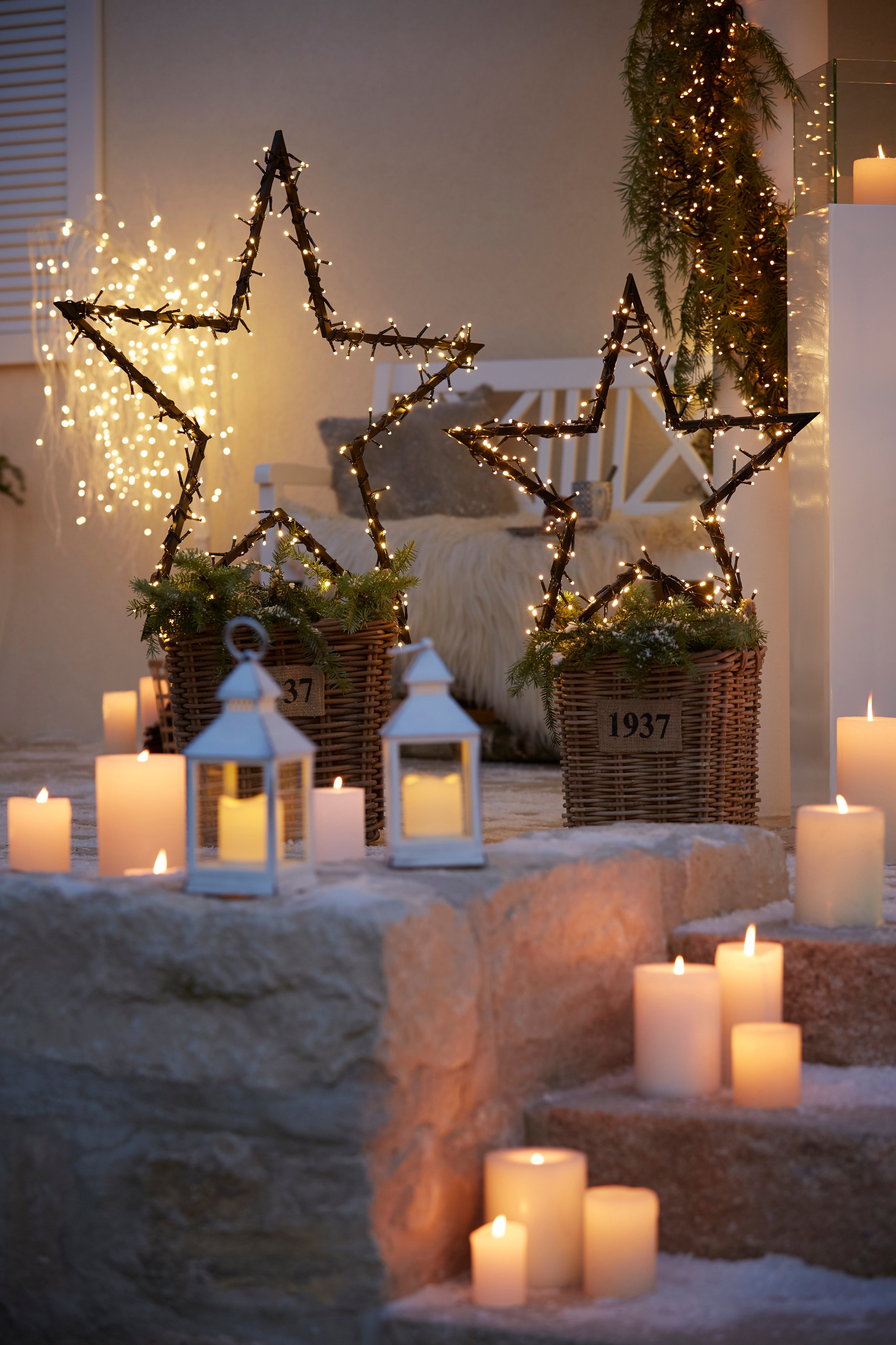 Weihnachtsdeko, LED-Beleuchtung mit Weihnachtsstern, LED Stern Star-Max Gartenstecker