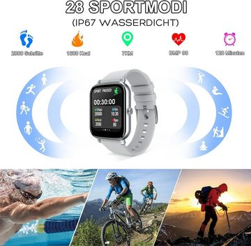 Zero-G Roadster für Damen Herren Mit Schrittzähler, Schlaf, Aktivitäts-Tracker Smartwatch (1.7 Zoll, Andriod iOS), mit Anruf, Bluetooth,Sportarmband, 28 Modi, IP67, Herzfrequenzmonitor