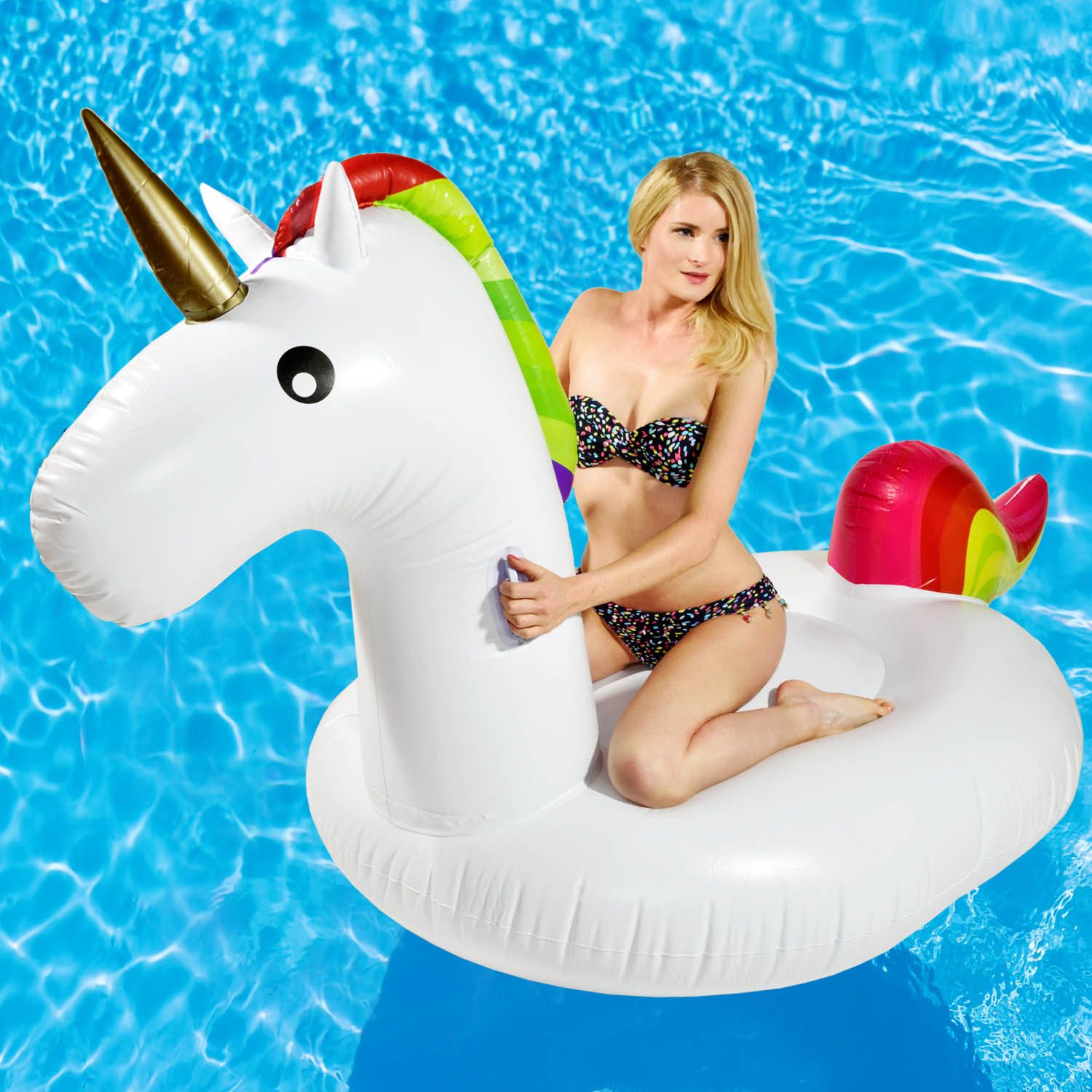 Goods+Gadgets Luftmatratze Aufblasbare Einhorn Luftmatratze Schwimmreifen, günstig online kaufen