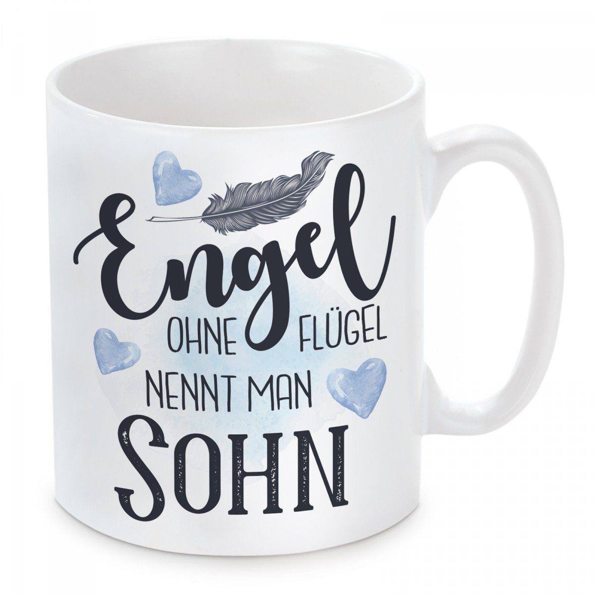 Kaffeebecher Kaffeetasse Sohn, nennt Engel Keramik, Tasse ohne mit Motiv man spülmaschinenfest und Herzbotschaft mikrowellengeeignet Flügel