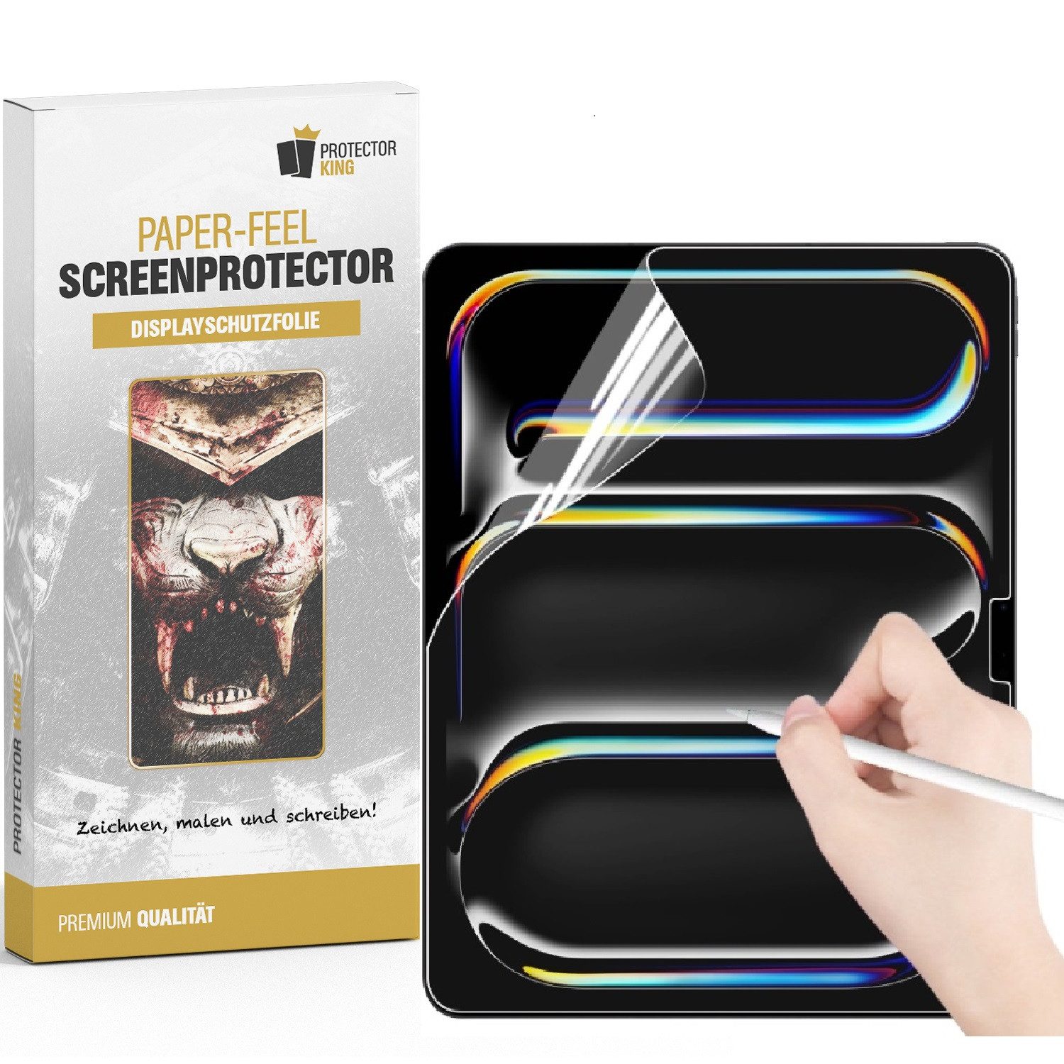 Protectorking Displayschutzfolie Paperfeel Schreiben und Malen matt Anti-Reflex Screen-Protector für Apple iPad Air 13 2025, 1 Stück, Wie auf Papier schreiben, malen, skitzierren