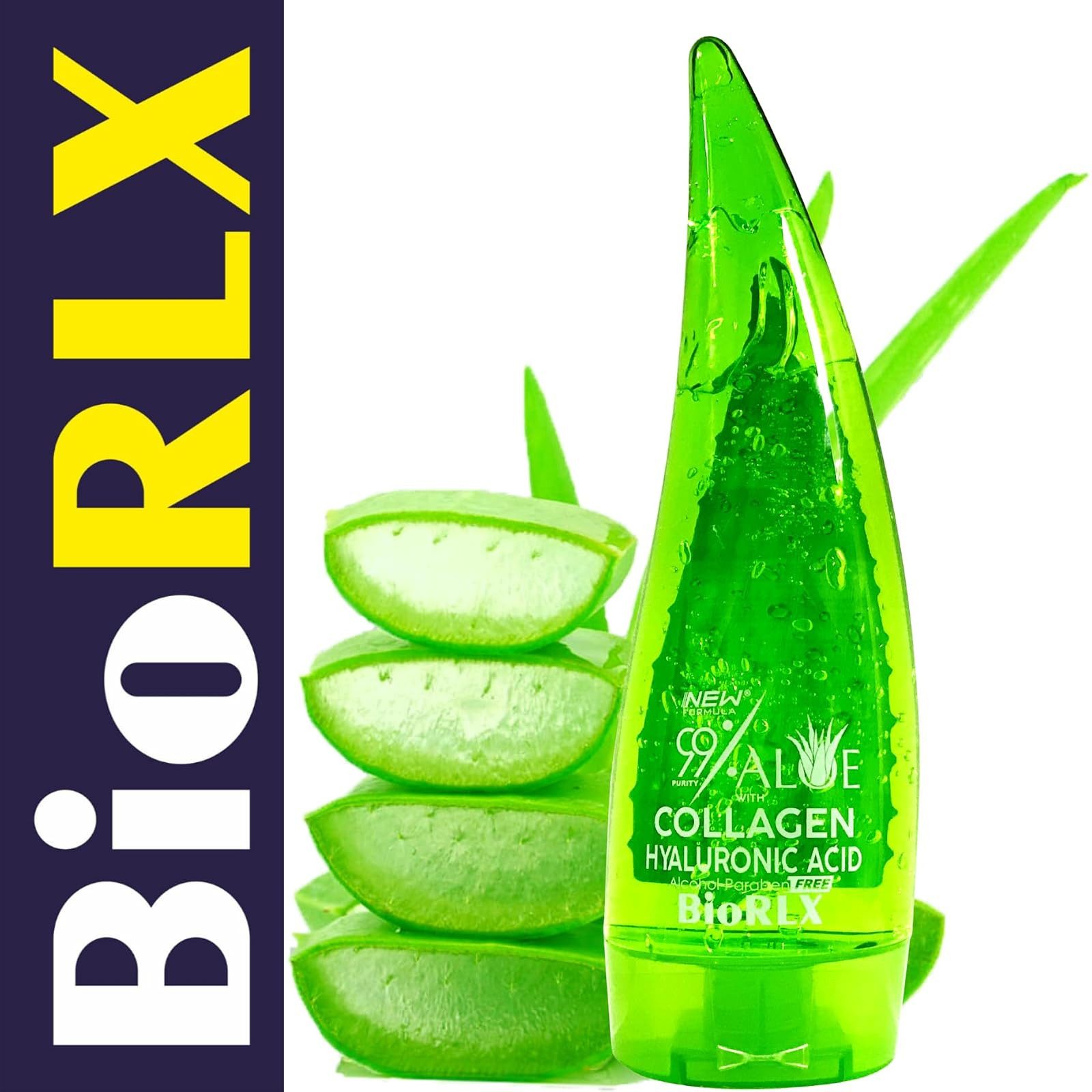 BioRLX Feuchtigkeitsgel 99% Reines Aloe Vera Gel mit Kollagen & Hyaluronsäure 250 ml