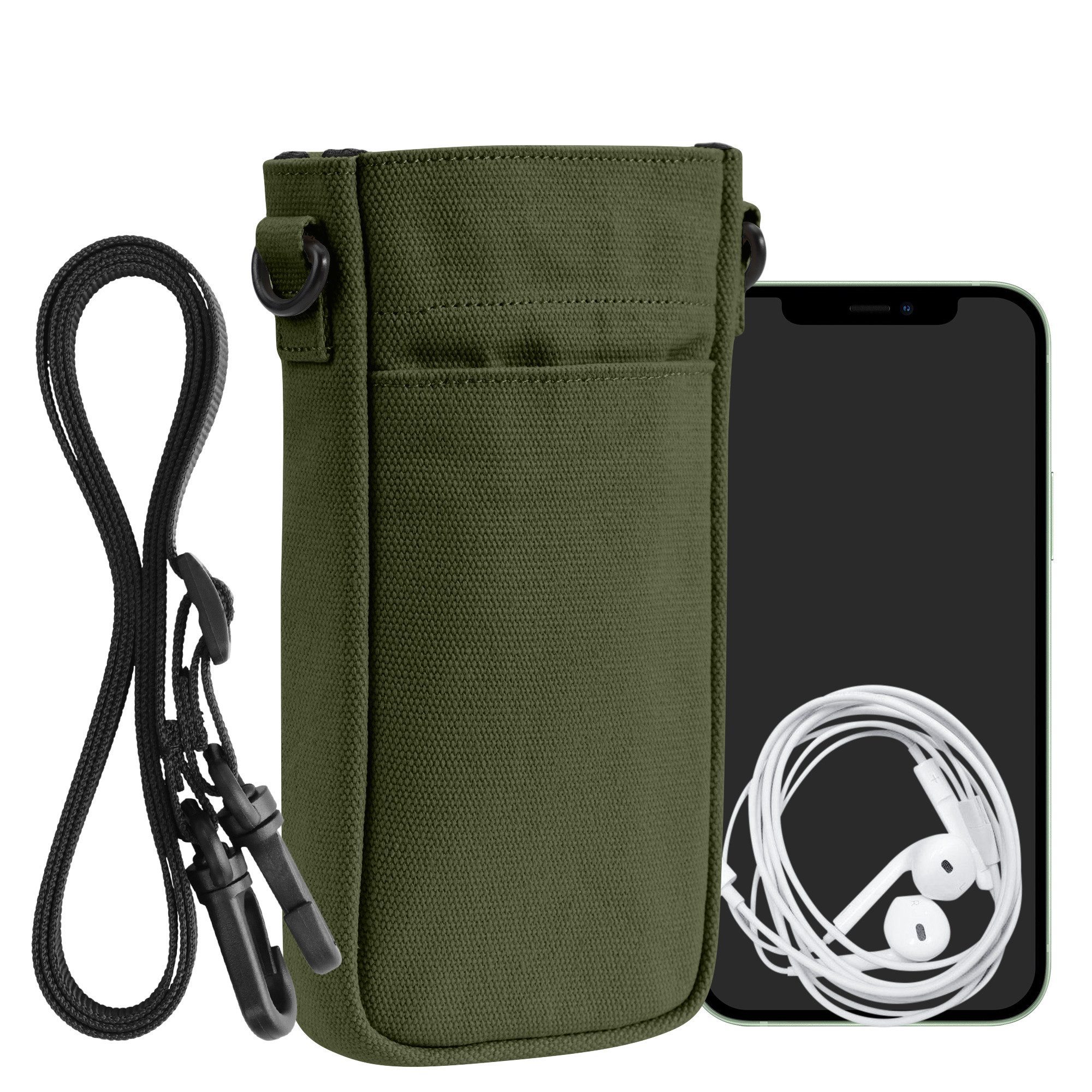 kwmobile Handytasche Handytasche für Smartphones XXL - 7" - Handy Hülle (1-tlg), Canvas Handy Tasche mit Handykette - 16,5 x 10 cm Innenmaße