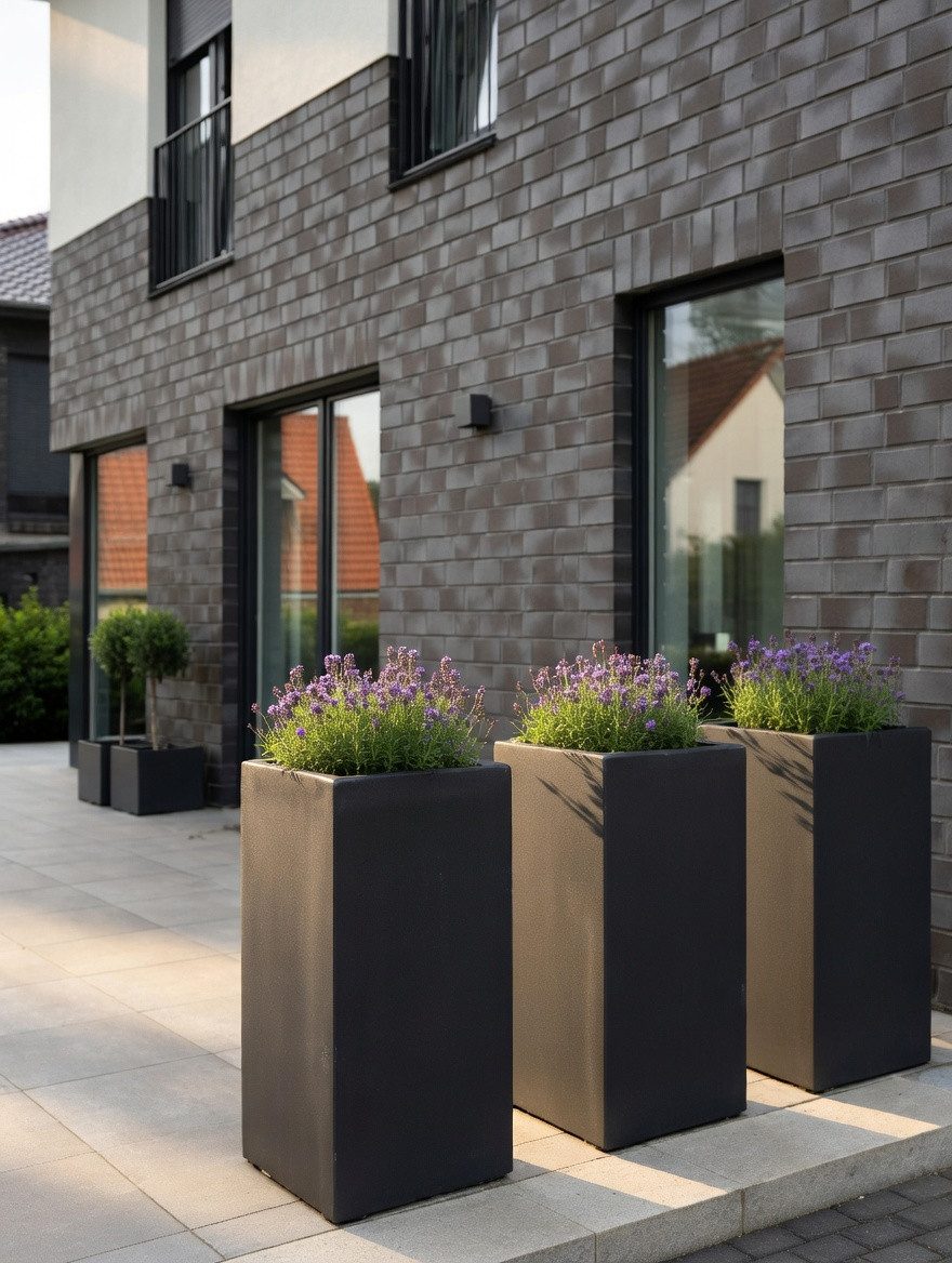 Pflanzwerk® Pflanzkübel TOWER Premium Blumenkübel Pflanzsäule Fiberglas mit Lotus-Effekt