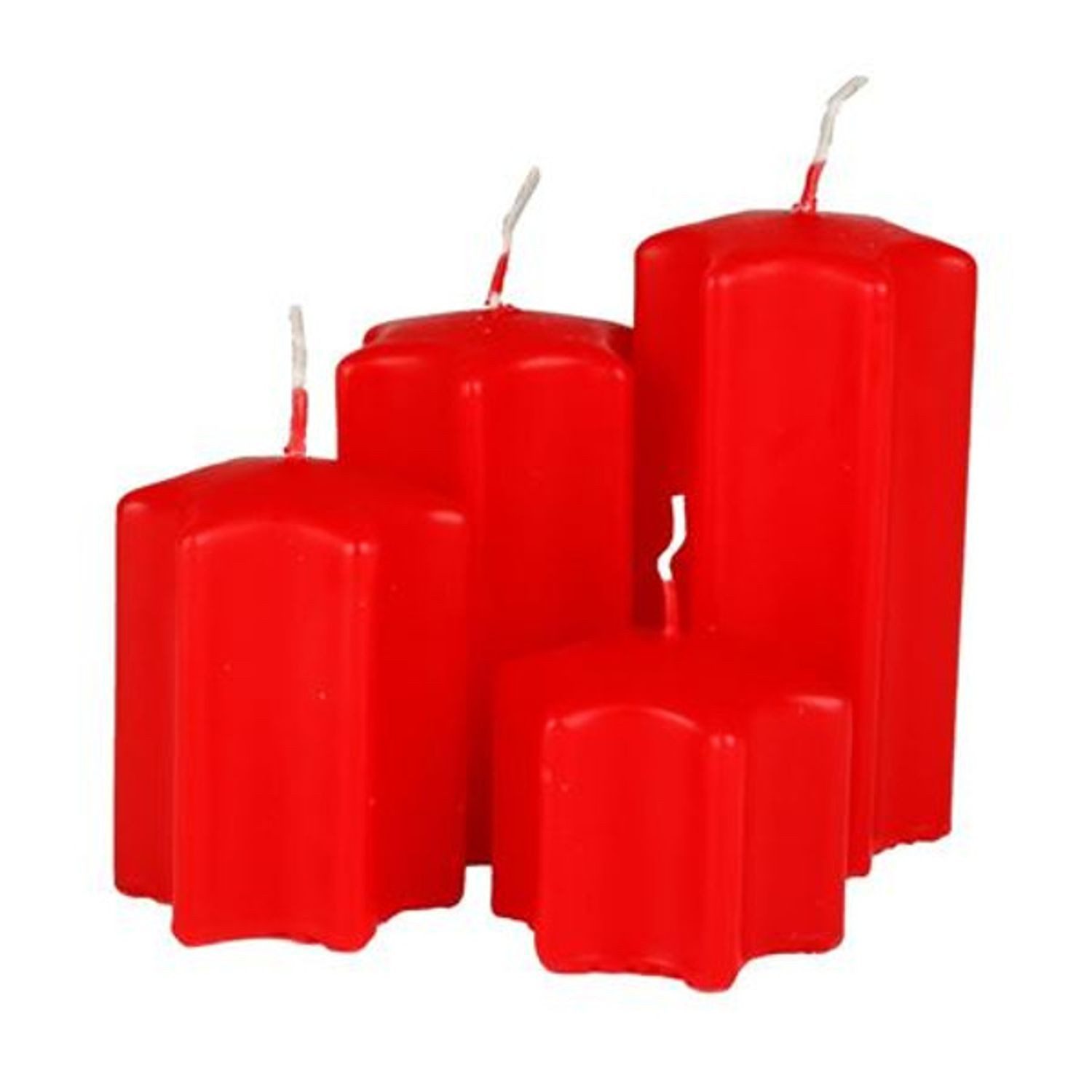 BURI Stumpenkerze 4er Adventskerzen rot Стовпові свічки Weihnachtskerze Stufenkerzen (4-tlg)