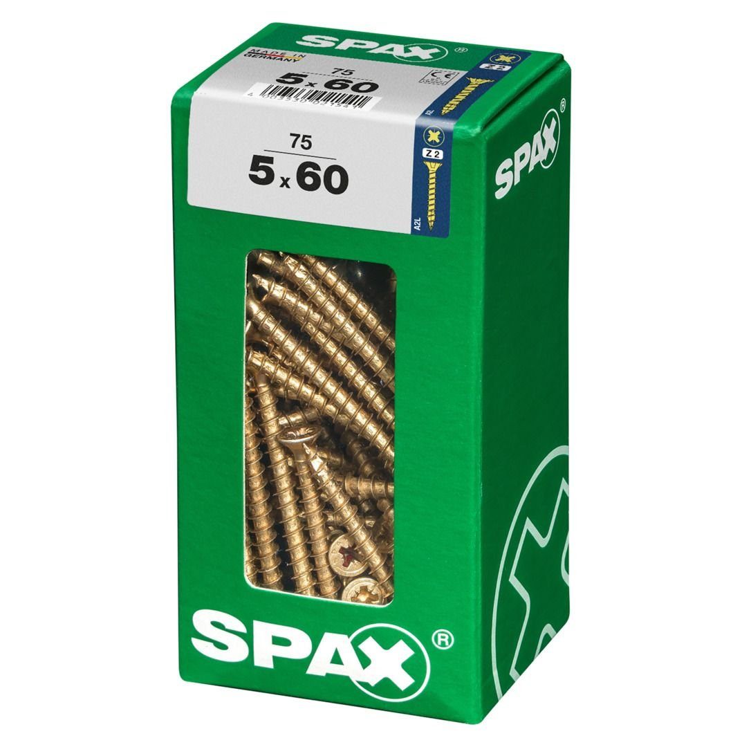 SPAX Holzbauschraube Spax Universalschrauben 60 Stk. 5.0 mm 75 - PZ 2 x