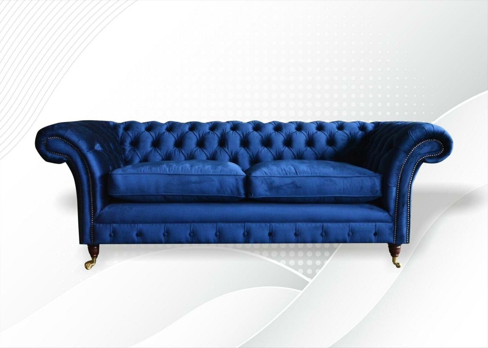 JVmoebel Chesterfield-Sofa Blauer Chesterfield 3-Sitzer luxus Möbel Wohnzimmer Design Neu, Made in Europe