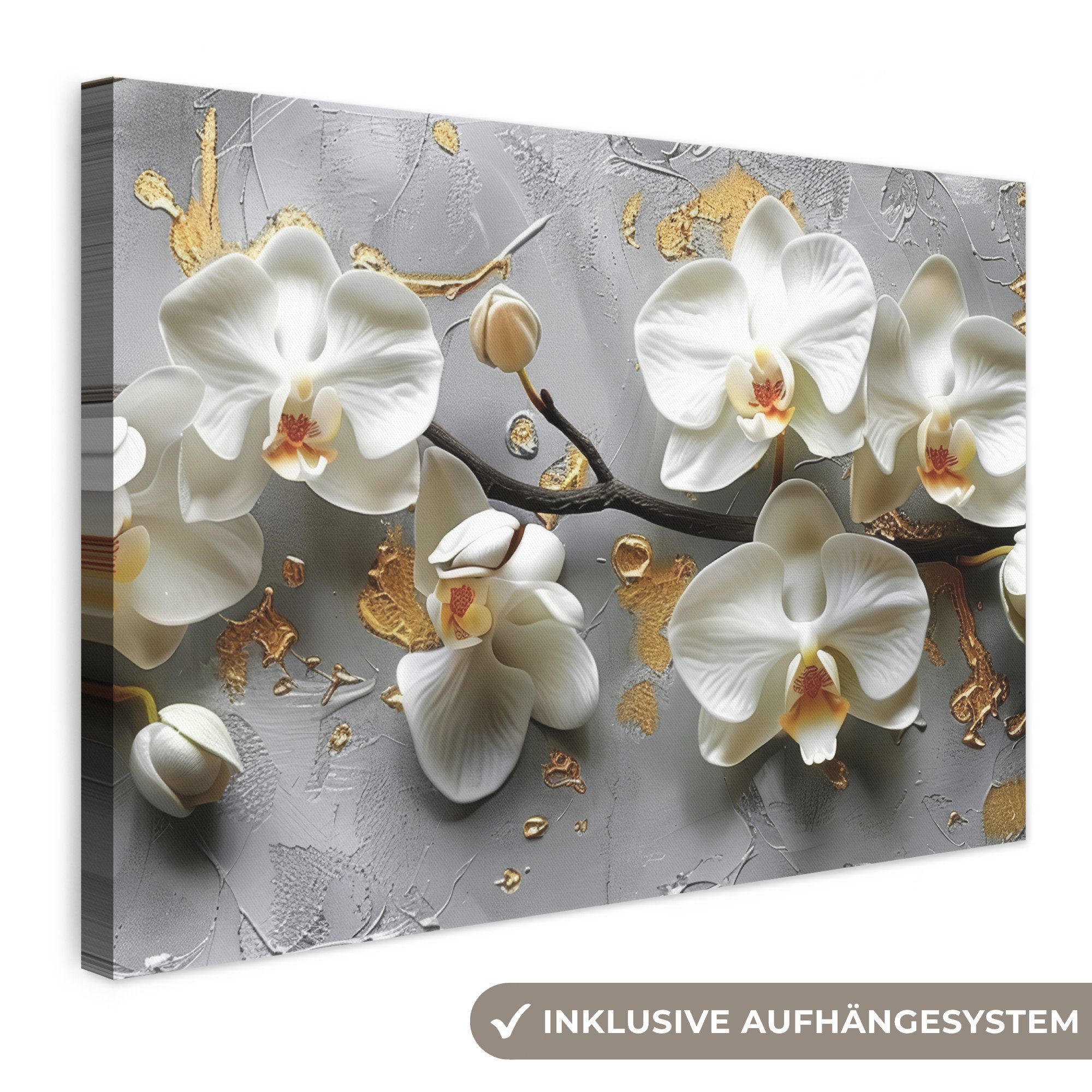 OneMillionCanvasses® Leinwandbild Blumen - Orchidee - Abstrakt - Modern, Fotodruck (1 St), Leinwand Bilder Klein, Wand Dekoration Aesthetic 30x20 cm