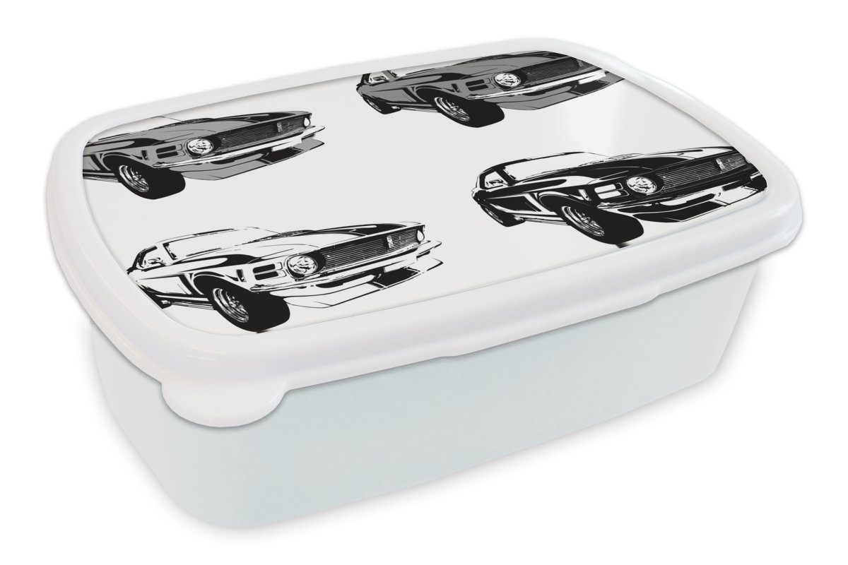 Lunchbox für Erwachsene, verschiedenen Brotdose, Abbildungen MuchoWow Brotbox und, Muscle und schwarz weiß Mädchen in Vier - Cars Kunststoff, Farben Kinder von (2-tlg), Jungs für und