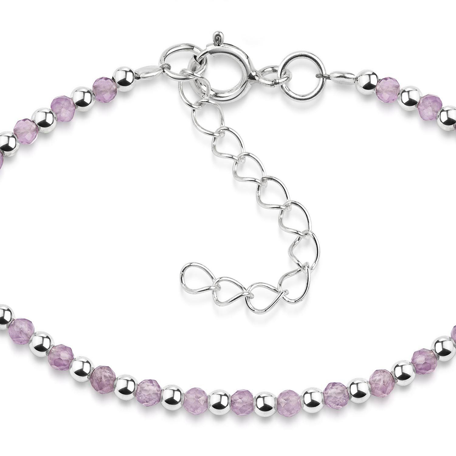 Materia Armkette Damen Edelstein Amethyst lila violett SA-151, 925 Sterling Silber, größenverstellbar