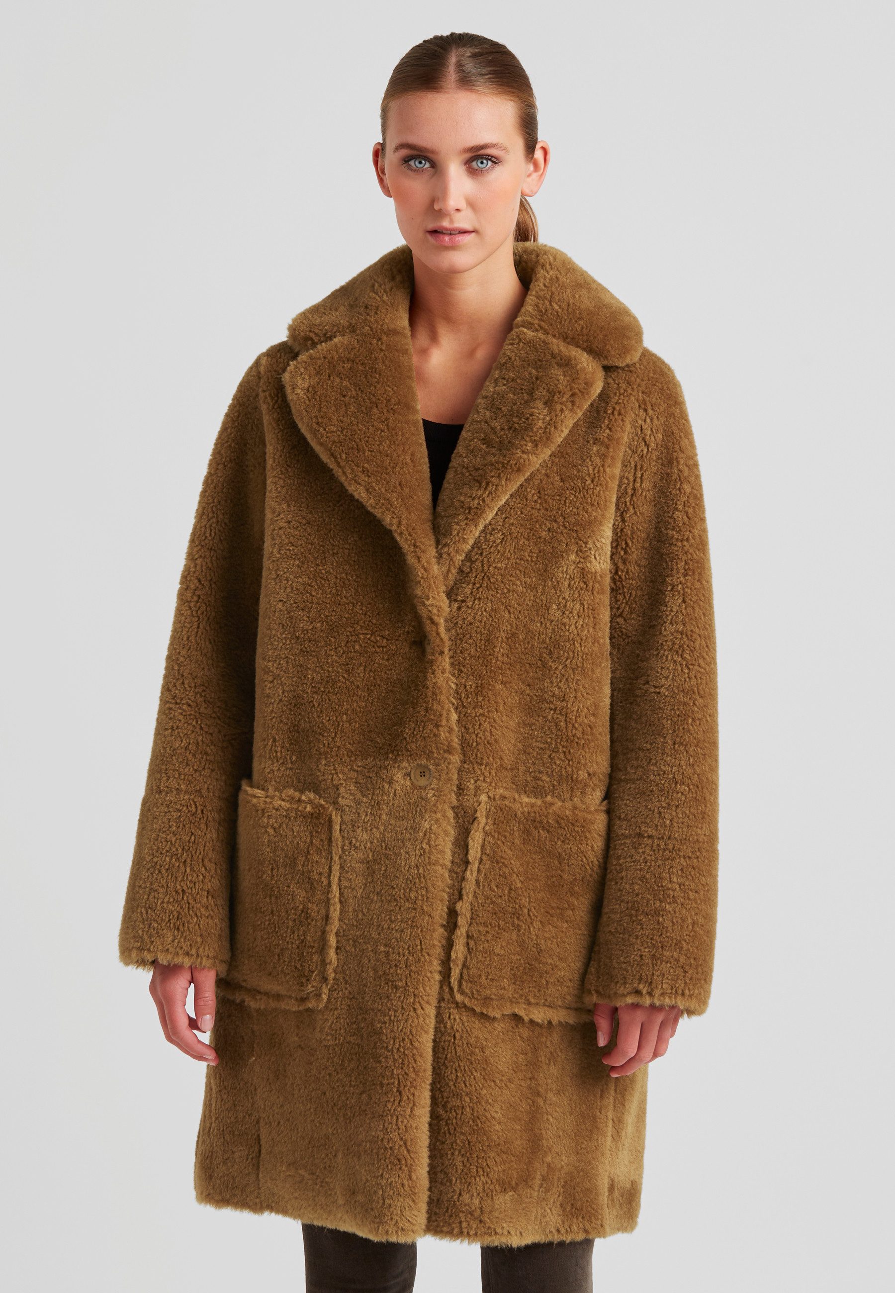 Milestone Fellimitatmantel MSAloe Lässiger Mantel zum Wenden im Suede-Look