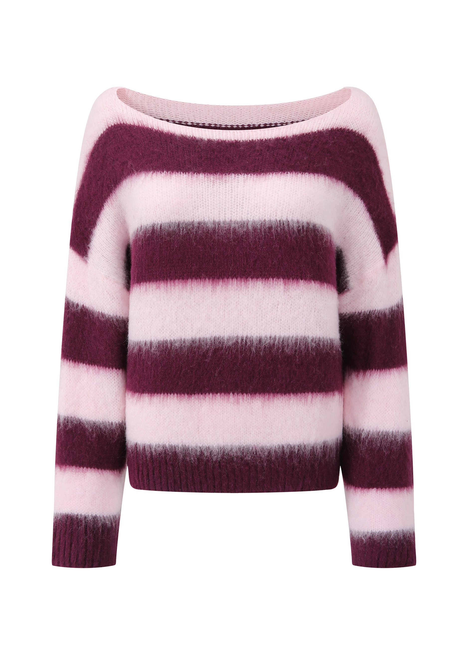 SASSYCLASSY Strickpullover Gestreifter Pullover für Damen Weicher Strickpullover mit U-Boot Ausschnitt und Strukturmix