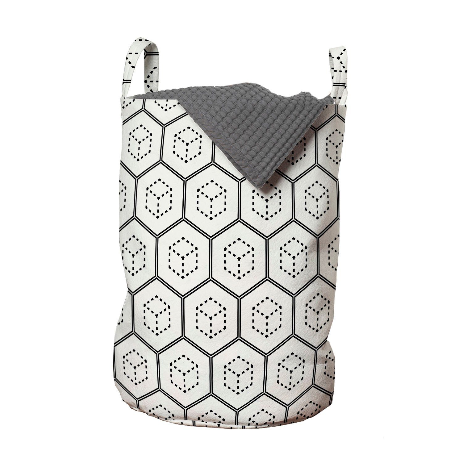 Wäschekorb Moderne Abakuhaus Kordelzugverschluss Griffen und Hexagonal Wäschesäckchen punktierte mit Waschsalons, Würfel für