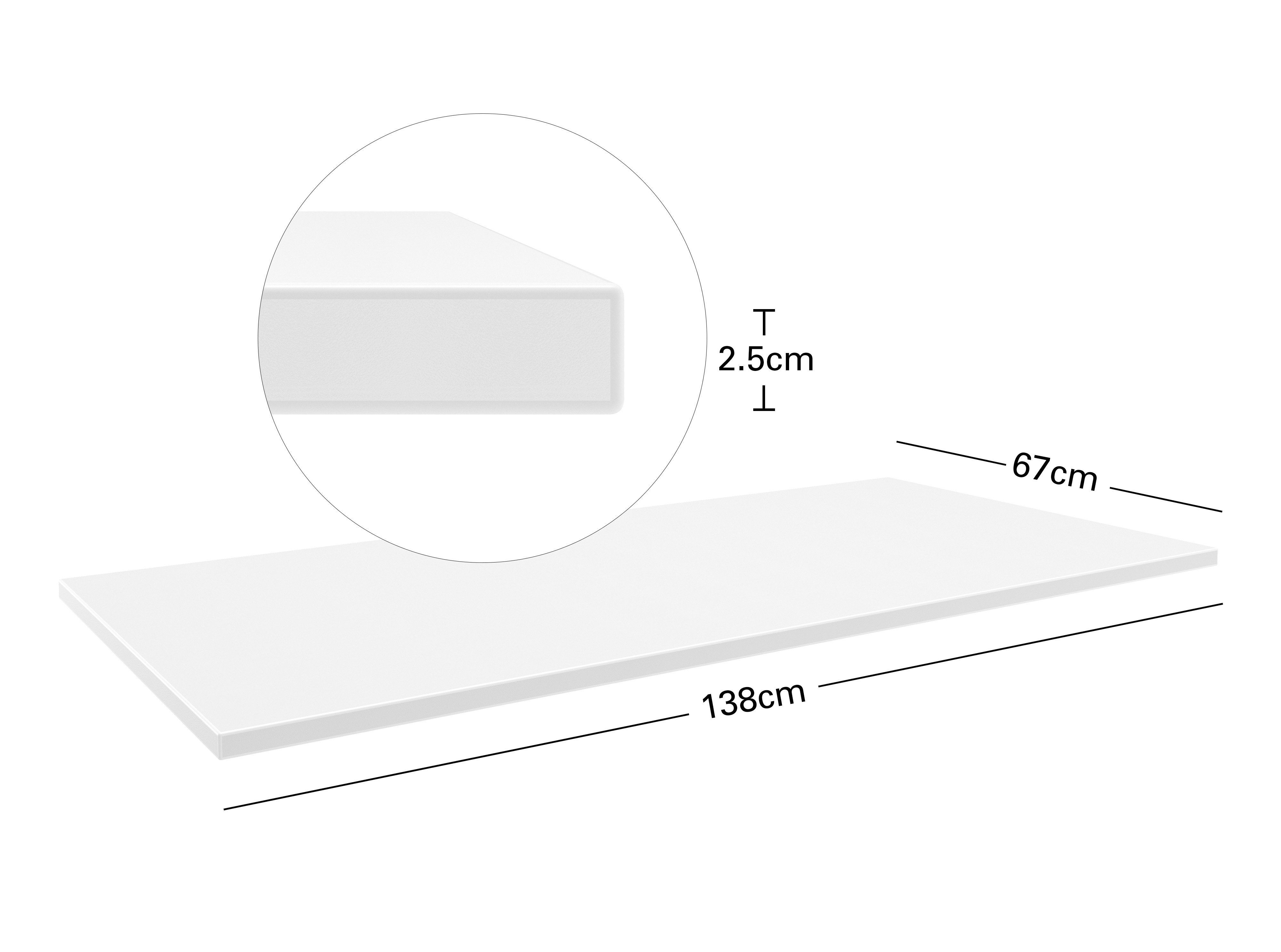 Actiforce Schreibtischplatte 160 x 80 cm / 138 x 67 cm / 80 x 67 cm (Hochwertige Melaminbeschichtete Spanplatte für Schreibtisch, Schreibtischplatte ohne Bohrungen), 25mm starke Arbeitsplatte