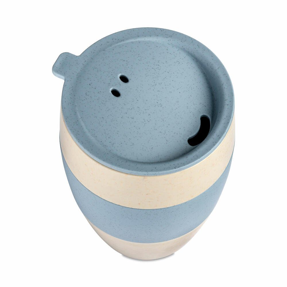 KOZIOL Thermobecher Aroma To Go 2.0 Nature Flower Blue, 400 ml, Biozirkulärer Kunststoff