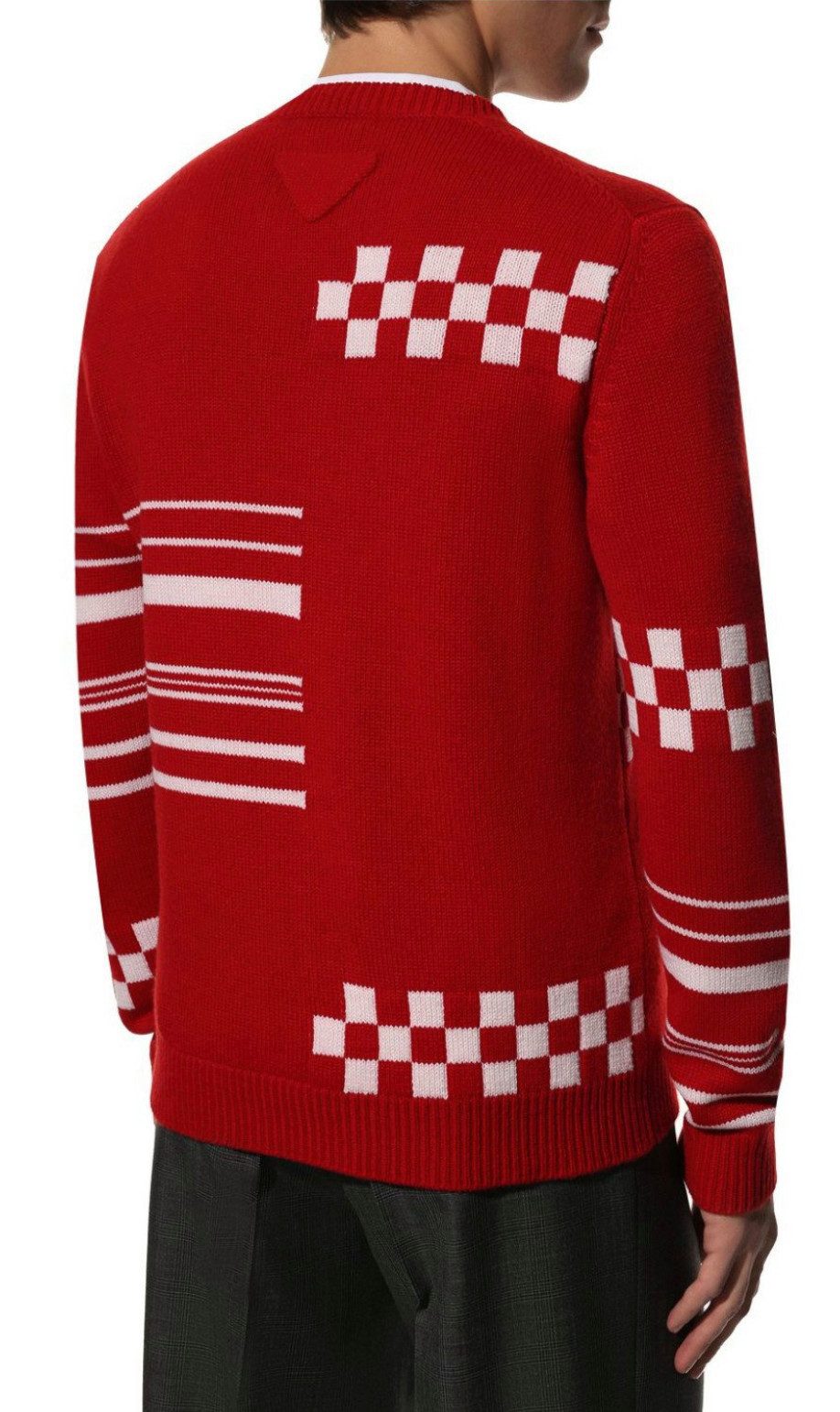 PRADA Kaschmirpullover Pure Kaschmir Strickpullover Intarsien-Strick mit geometrischen Mustern