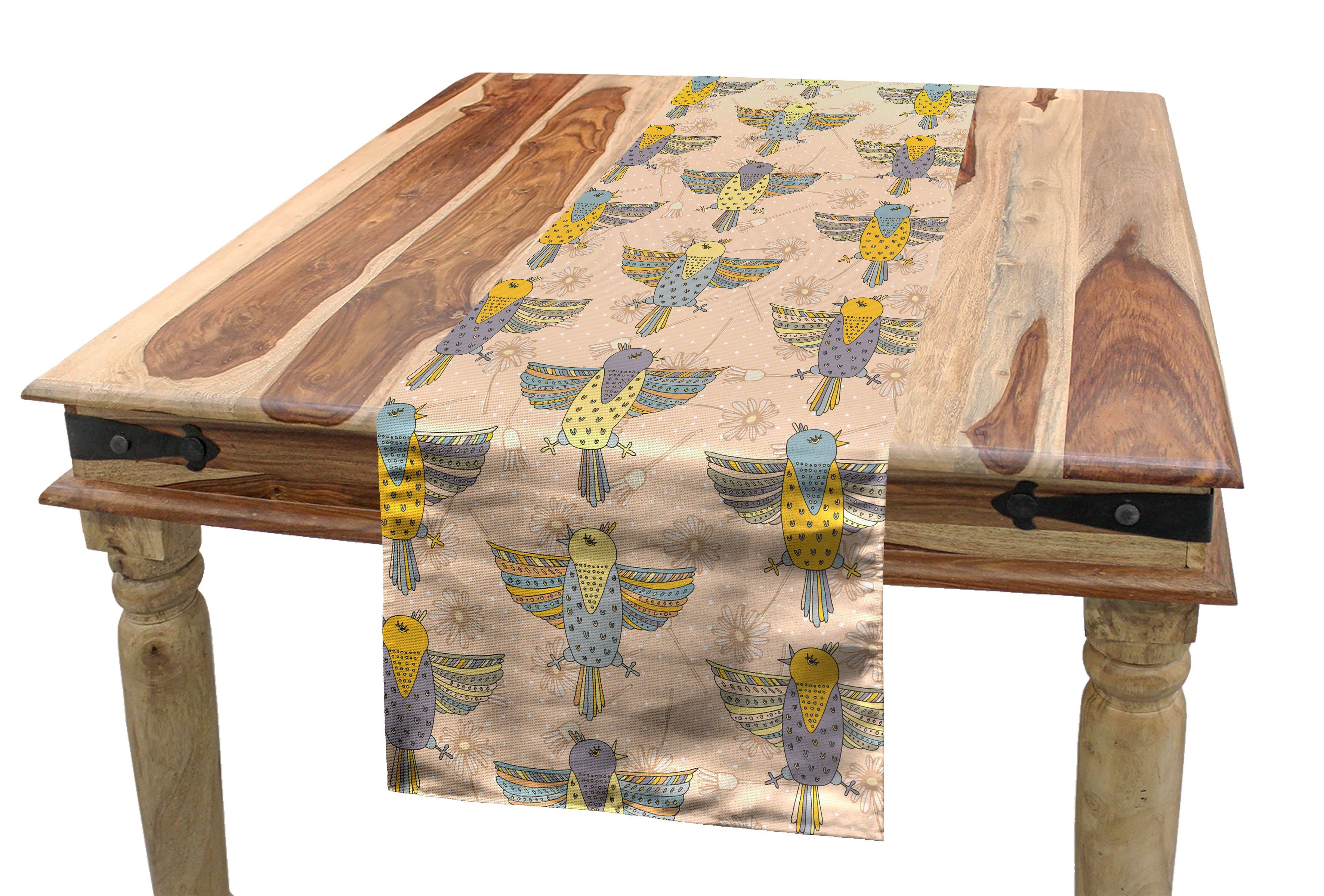 Esszimmer Tischläufer, Rechteckiger Tischläufer Abakuhaus Vögel Mehrschichtige Vögel Winged Dekorativer Küche