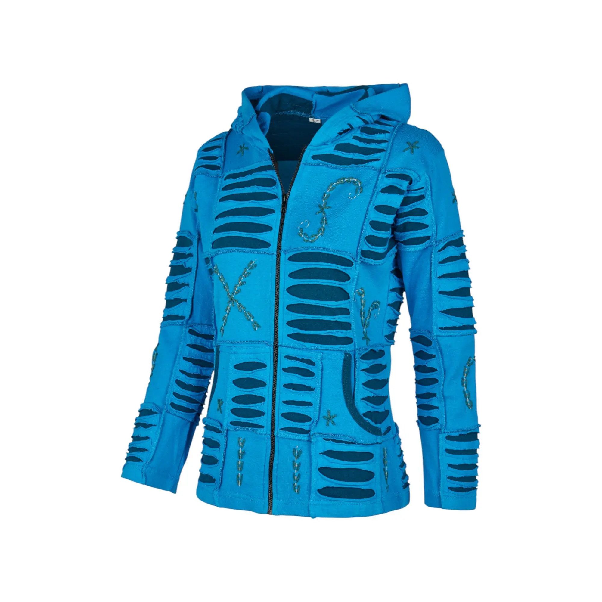 Mein Style Sweatjacke Baumwoll Patch Jacke türkis (1 Stück, 1-tlg., 1 Stück) kann als Jacke oder Pullover getragen werden – Bild 2 von 5