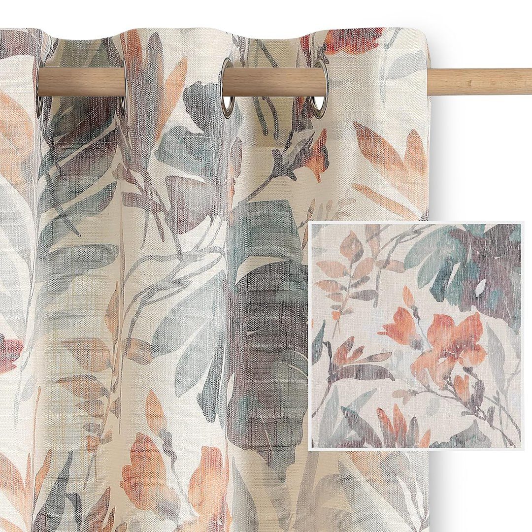 Restilo Gardine Gardine Ösen Vorhang Viskose Microfaser Blumen Muster (1 St günstig online kaufen