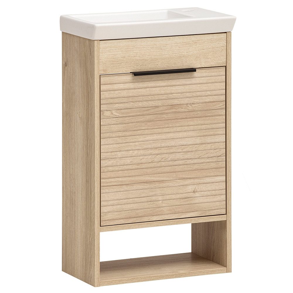 Lomadox Waschtisch MORA-80, inkl. Keramik-Waschbecken in Eiche, 45 cm breit