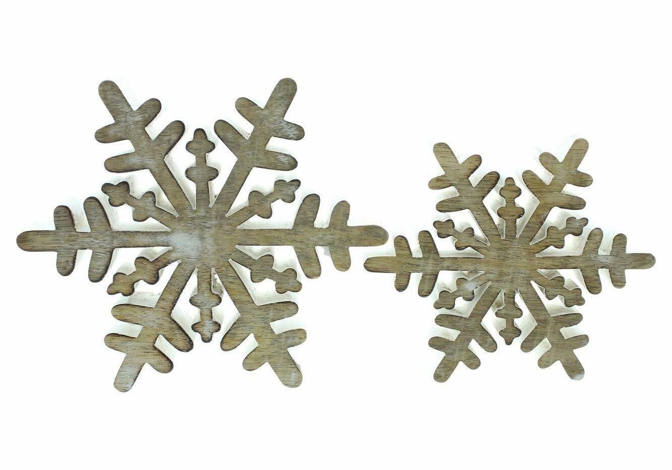 Home-trends24.de Weihnachtsfigur Holz Deko Schneeflocken Weihnachtsdeko Figur Set Fensterdeko 2er Set