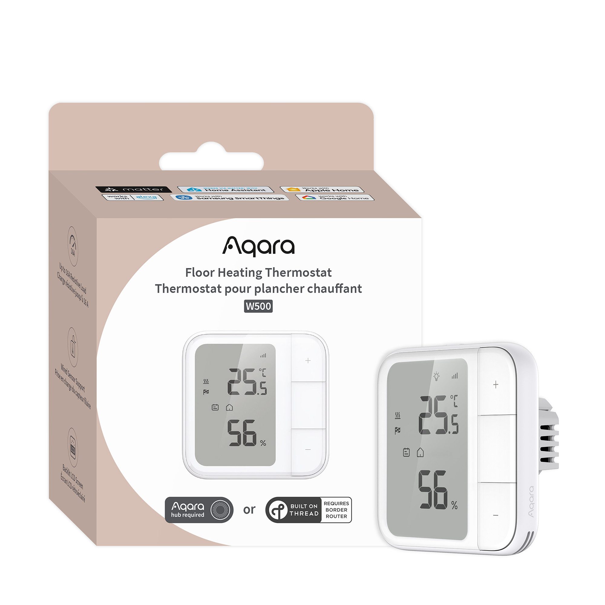 Aqara Raumthermostat W500, Fußbodenheizung Thermostat, Mehrere Steuerungsoptionen, (1-St), Energieeinsparung, Unterstützung von Thread und Zigbee