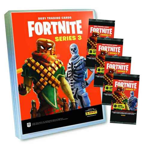 Panini Sammelkarte Panini Fortnite Karten Serie 3 (2022) - Fortnite Trading Cards Sammelk, Fortnite Sammelkarten - 1 Mappe + 4 Booster