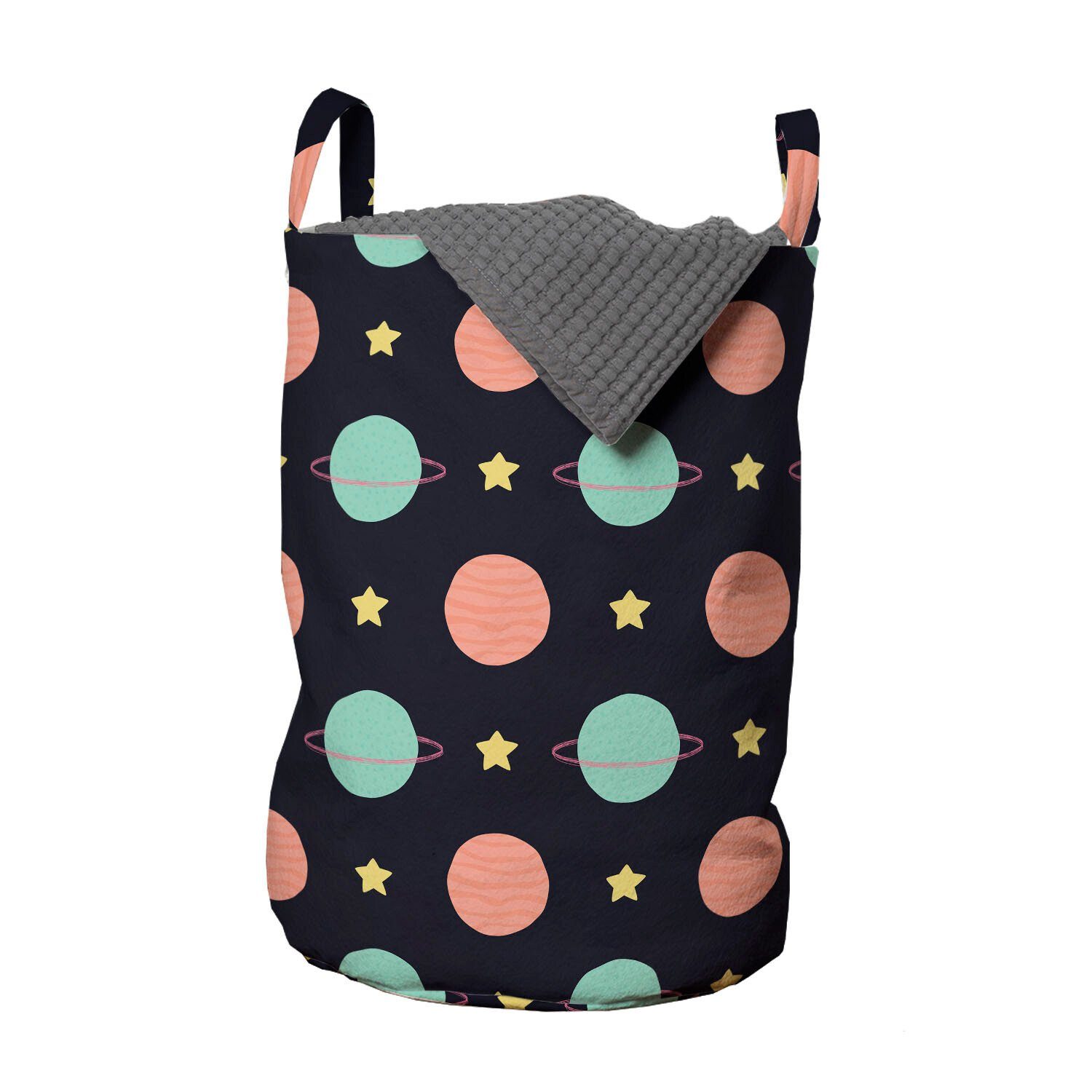 Abakuhaus Wäschesäckchen Wäschekorb mit Griffen Kordelzugverschluss für Waschsalons, Weltraum Planeten und Sterne