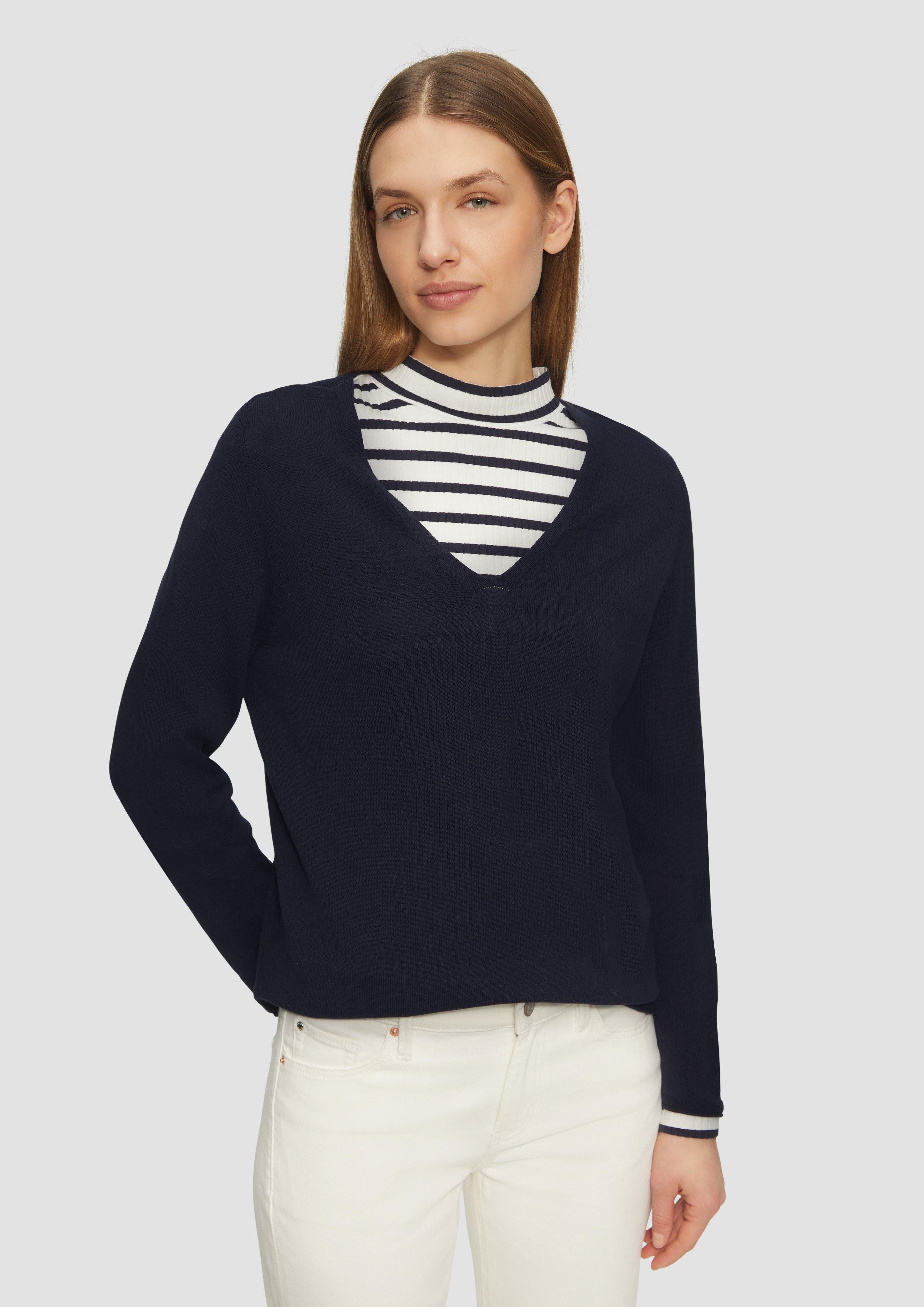 s.Oliver Strickpullover Feinstrickpullover mit V-Ausschnitt und günstig online kaufen