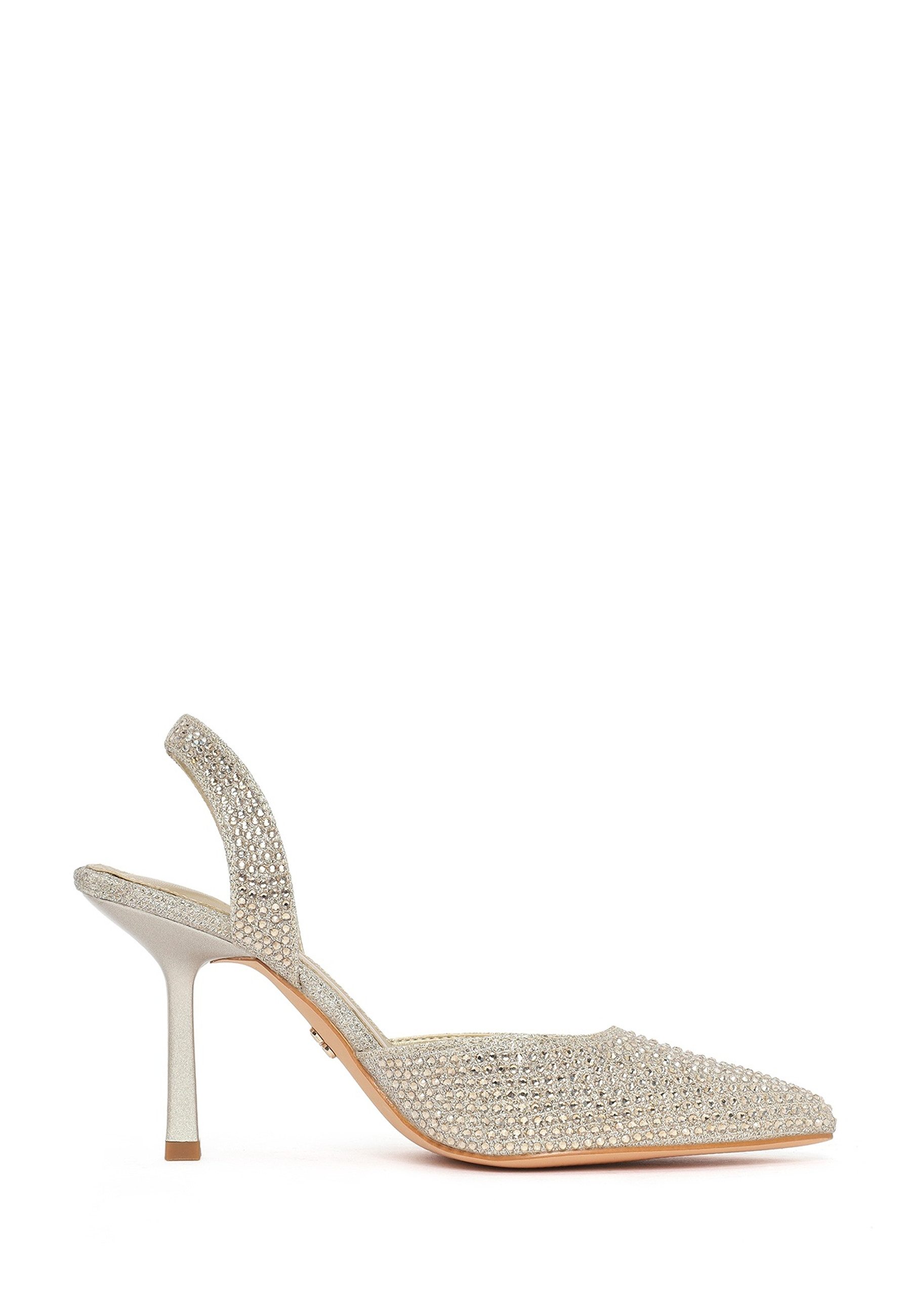 Derimod Slingback-Pumps aus Kunstleder mit hohem Absatz mit Strass-Details Pumps Kunstleder, Synthetikfutter, Slingback-Stil, Glänzendes Obermaterial