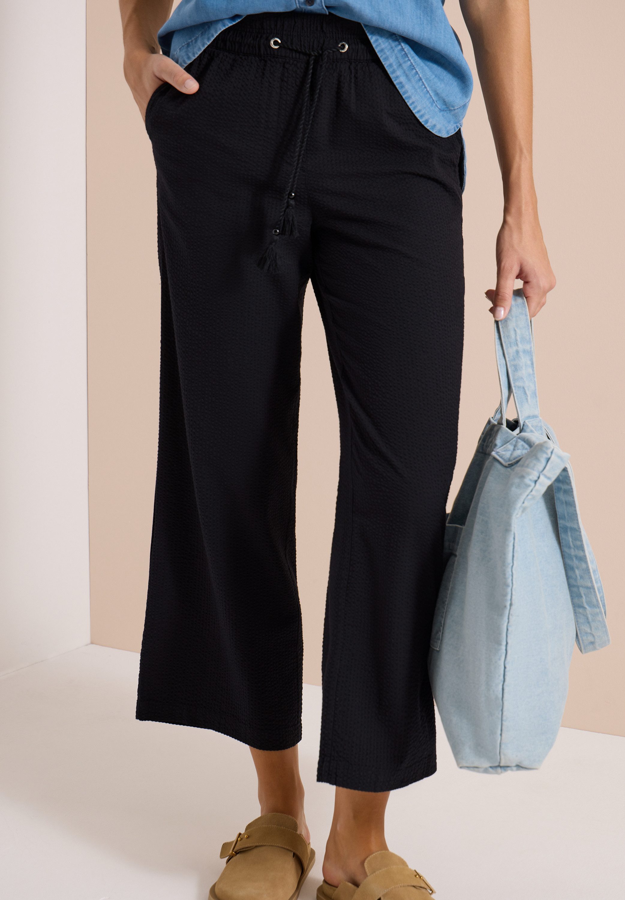 CECIL Culotte aus Seersucker-Material