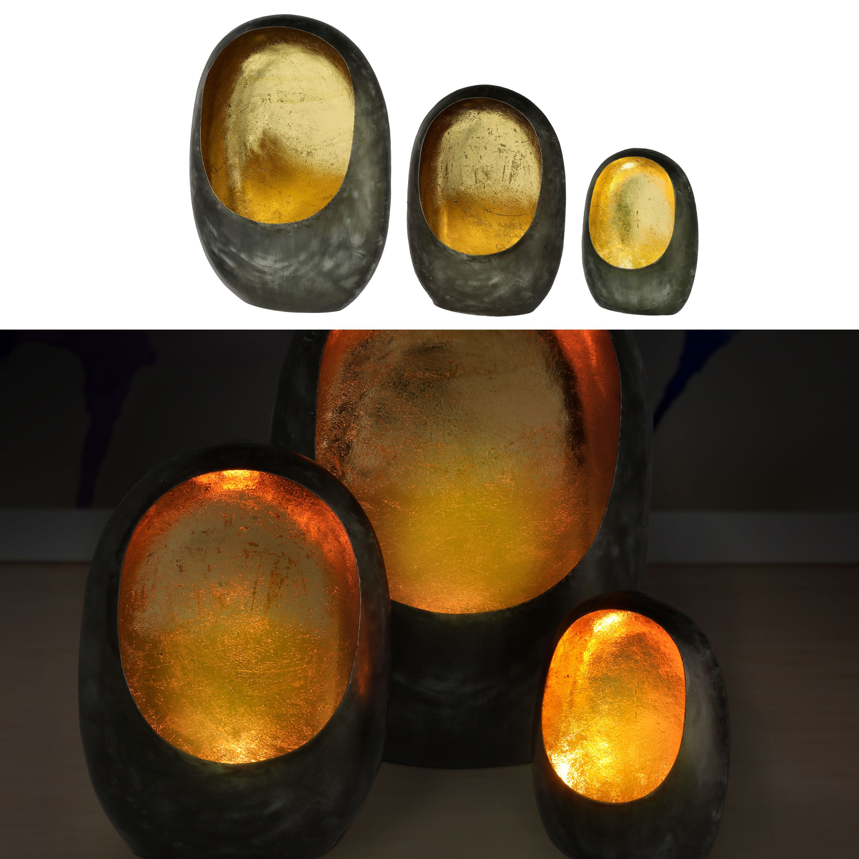 CEPEWA Teelichthalter Windlicht 3er Set anthrazit günstig online kaufen