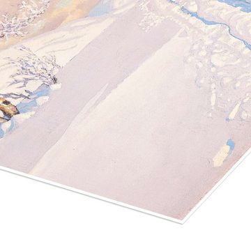 Posterlounge Poster Gustaf Edolf Fjæstad, Winterlandschaft mit Skispuren, Wohnzimmer Natürlichkeit Malerei