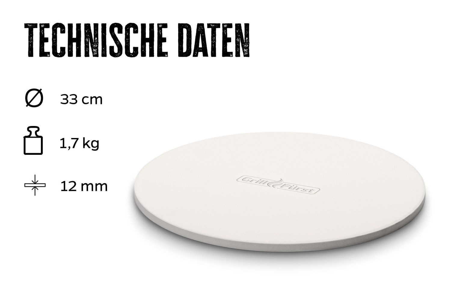Grillfürst Pizzastein Grillfürst Pizzastein Ø 33 cm, Cordierit, auch als Brotbackstein oder zum Backen von Flammkuchen etc.
