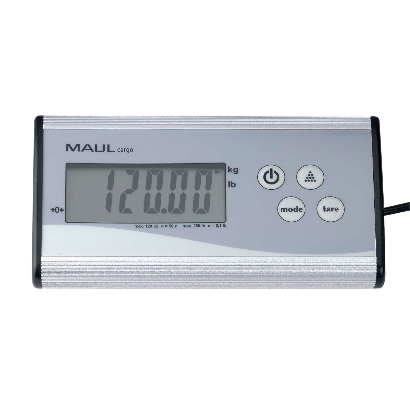 MAUL Kofferwaage Paketwaage MAULcargo, separates Bedienpult, Netzteil, Tragkraft 120 kg, Großes Display